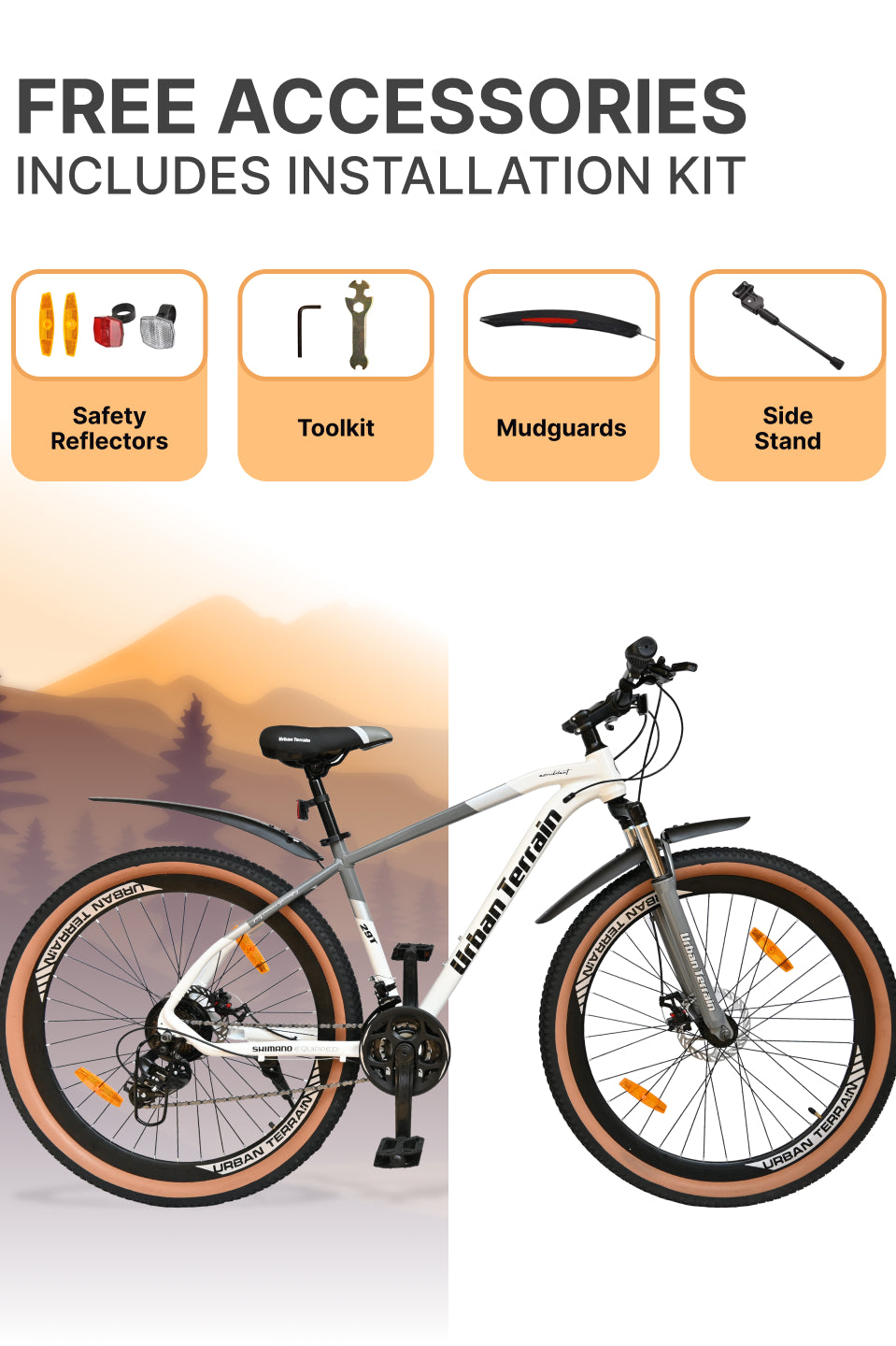 Aeroblast Mountain Bike Alloy Frame 21 Speed Cycle 29 inch With Front Suspension, Triple Wall Rim and Dual Disc Brakes, Ideal For 5.6 ft to 6 ft & above, 15+ Years, Unisex (WhiteGrey)