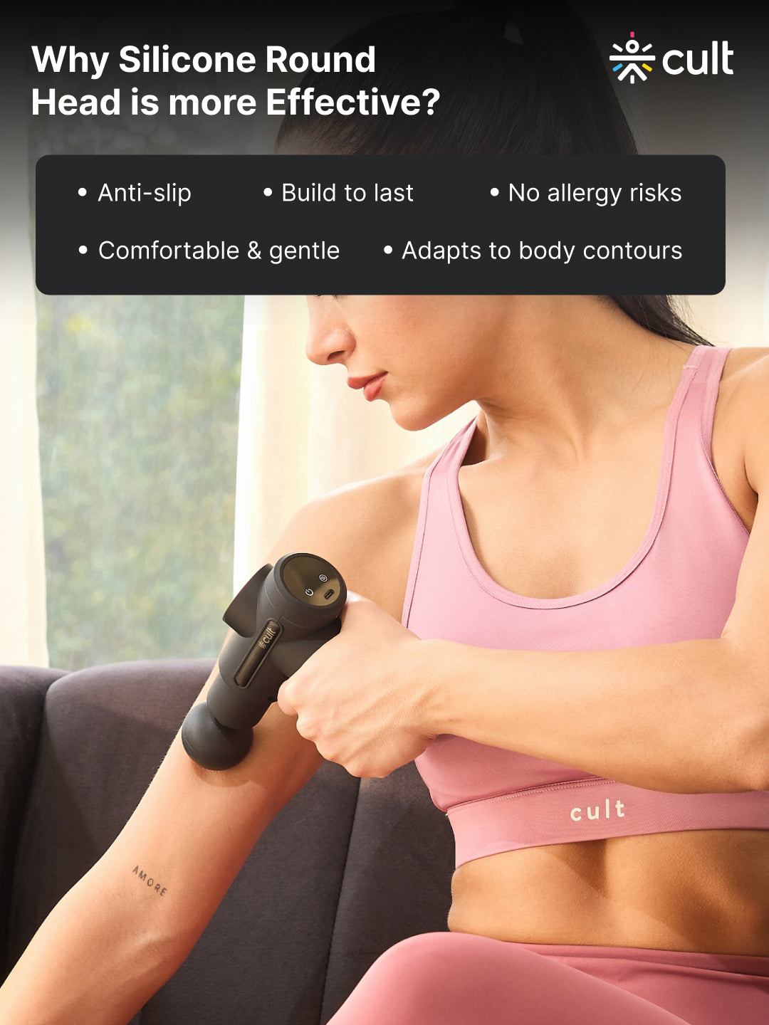 Cult Volt X, Full Body Professional Gun Massager with Hot and Cold Therapy, 3000mAh battery, QuietMotion Tech, 6 Interchangeable heads, 6 Speed levels, Silicone head, Carry Pouch.