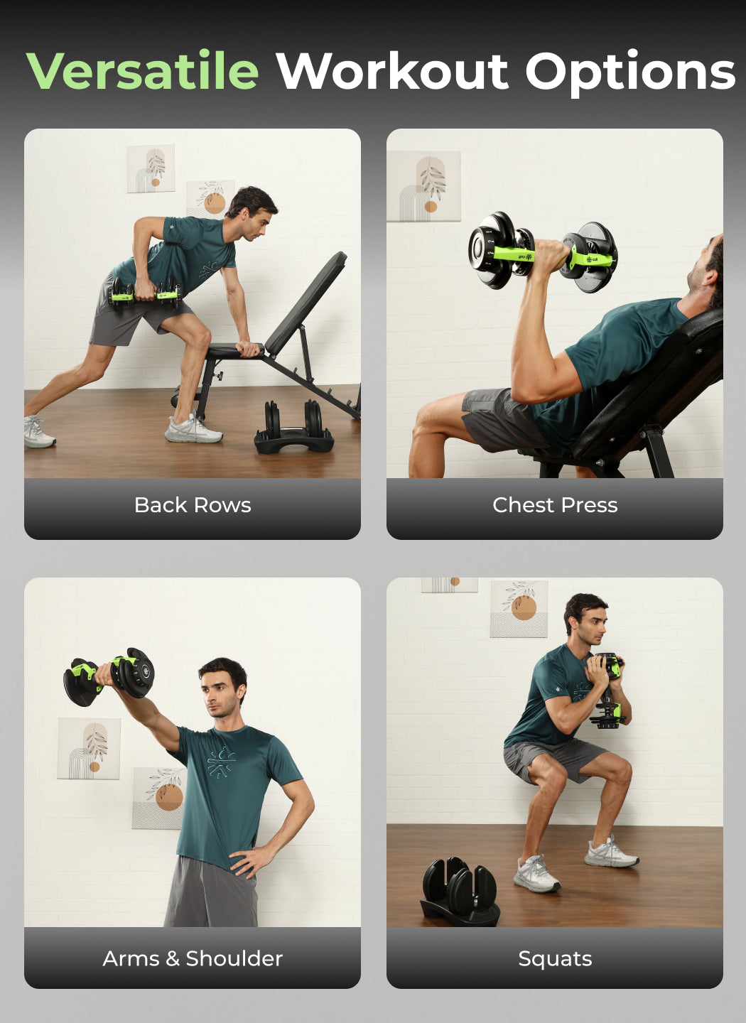 Cult 16kg Adjustable Dumbbell | 12 Weight Options (1.5kg-16kg) | Quick Weight Adjustment Dial | Non-Slip Compact Home Gym Dumbbell - Black