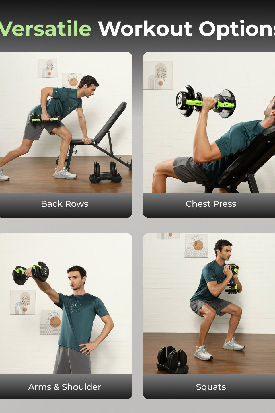 Cult 16kg Adjustable Dumbbell | 12 Weight Options (1.5kg-16kg) | Quick Weight Adjustment Dial | Non-Slip Compact Home Gym Dumbbell - Black