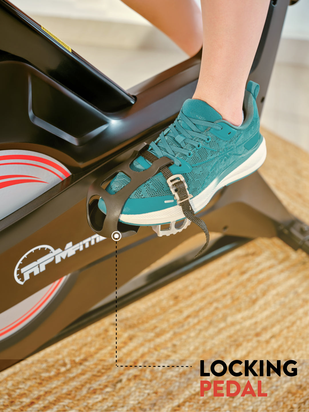 RPM600 NoiseFree Spinbike | 6kg Flywheel | Max Weight 110kg | 8 Level Magnetic Resistance | Black & White (with 6 months extended warranty)