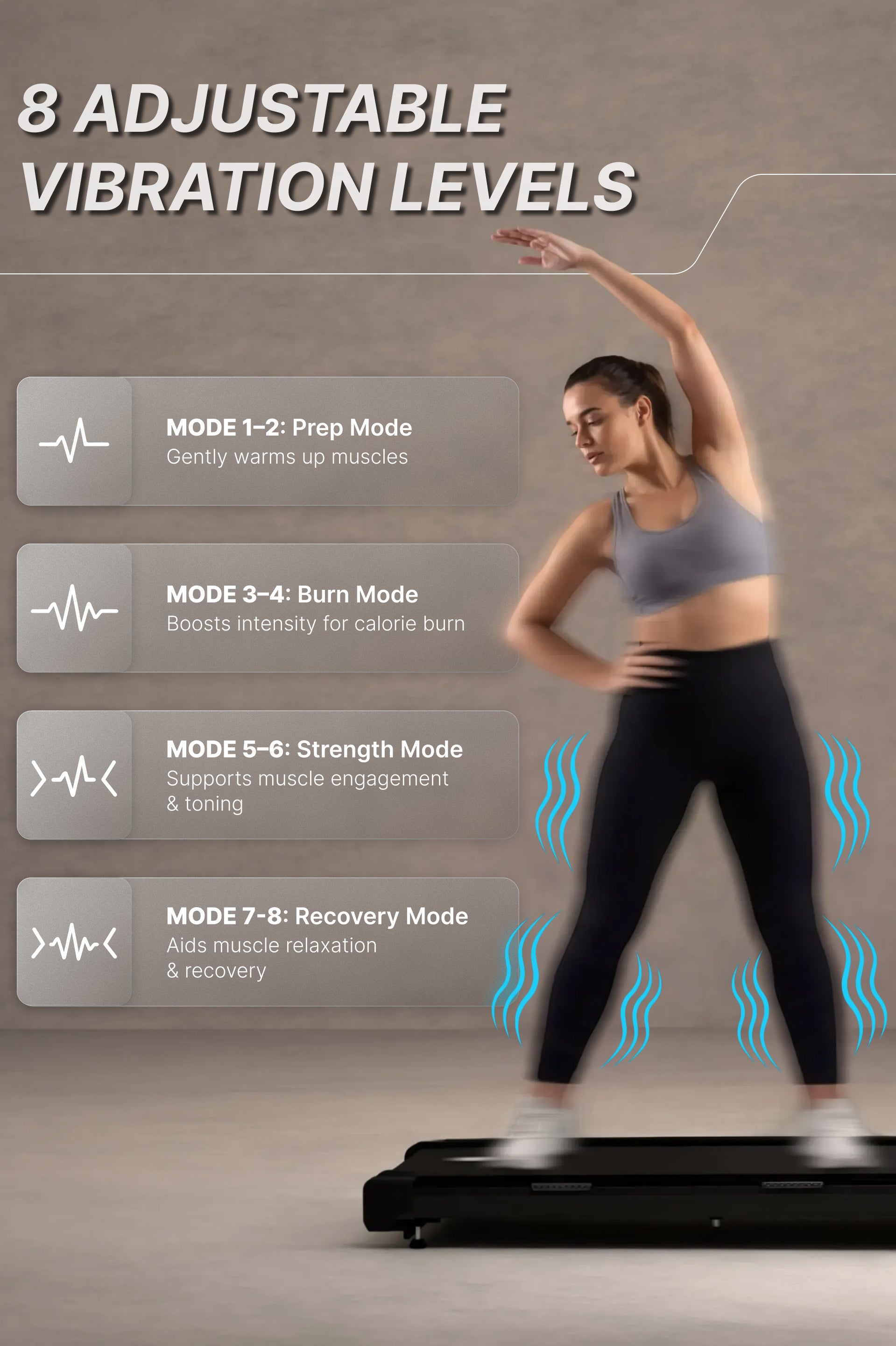 CultVibe 3-in-1 Walking Pad/Walk, Jog & Vibration | 4 HP BLDC Peak Motor | 150 Kg Max Load | 8 Vibration Modes | Remote Control & Tablet Holder | Treadmill for Home Use