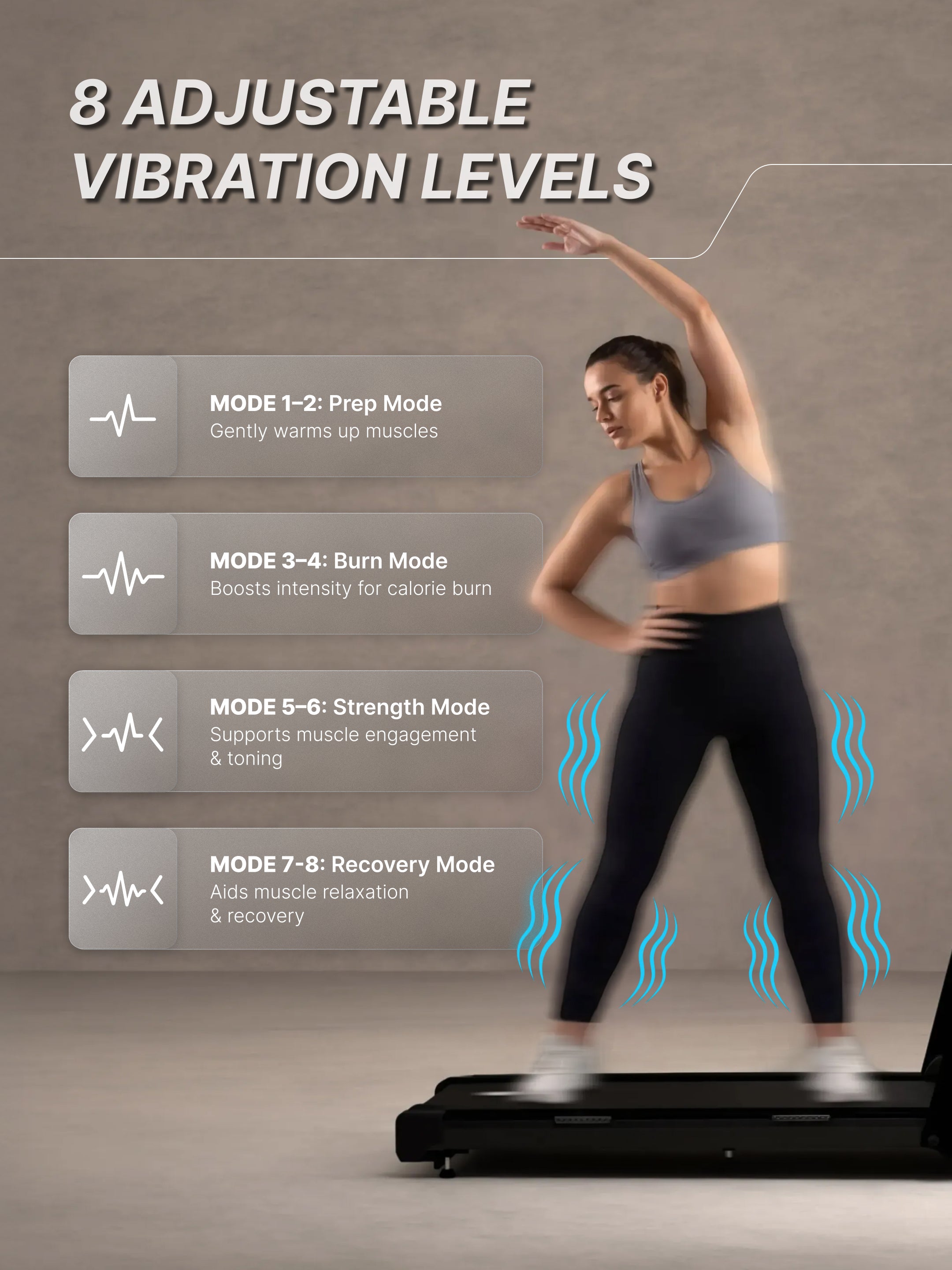 CultVibe 3-in-1 Walking Pad/Walk, Jog & Vibration | 4 HP BLDC Peak Motor | 150 Kg Max Load | 8 Vibration Modes | Remote Control & Tablet Holder | Treadmill for Home Use