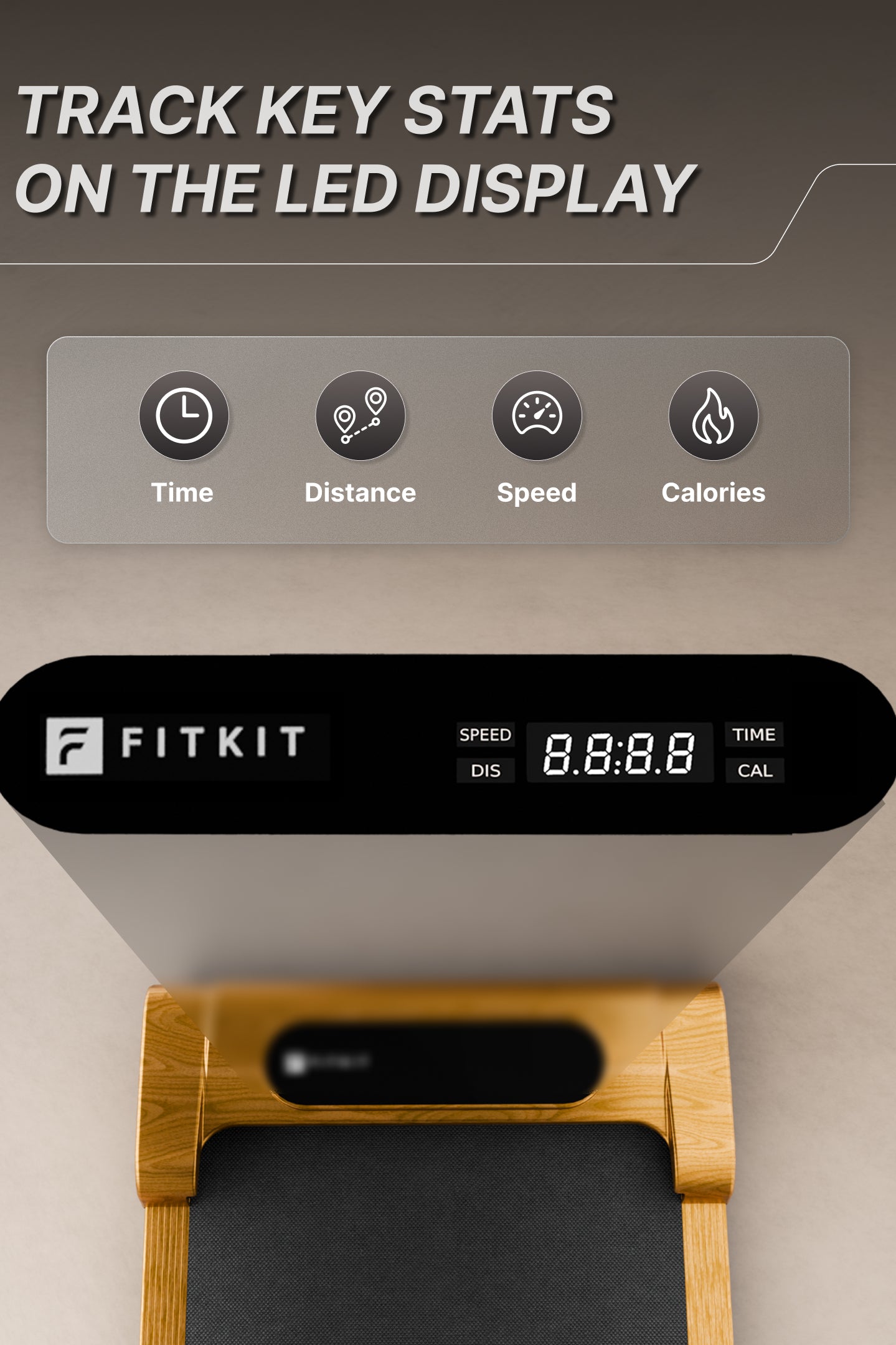 Fitkit by Cult Walking Pad Neo Gold Oak (BLDC 3.5HP Peak Power) Compact & Under Desk DC Motor Treadmill | Max Weight: 120kg | Home use with Remote Control (with 6 Months Extended Warranty)
