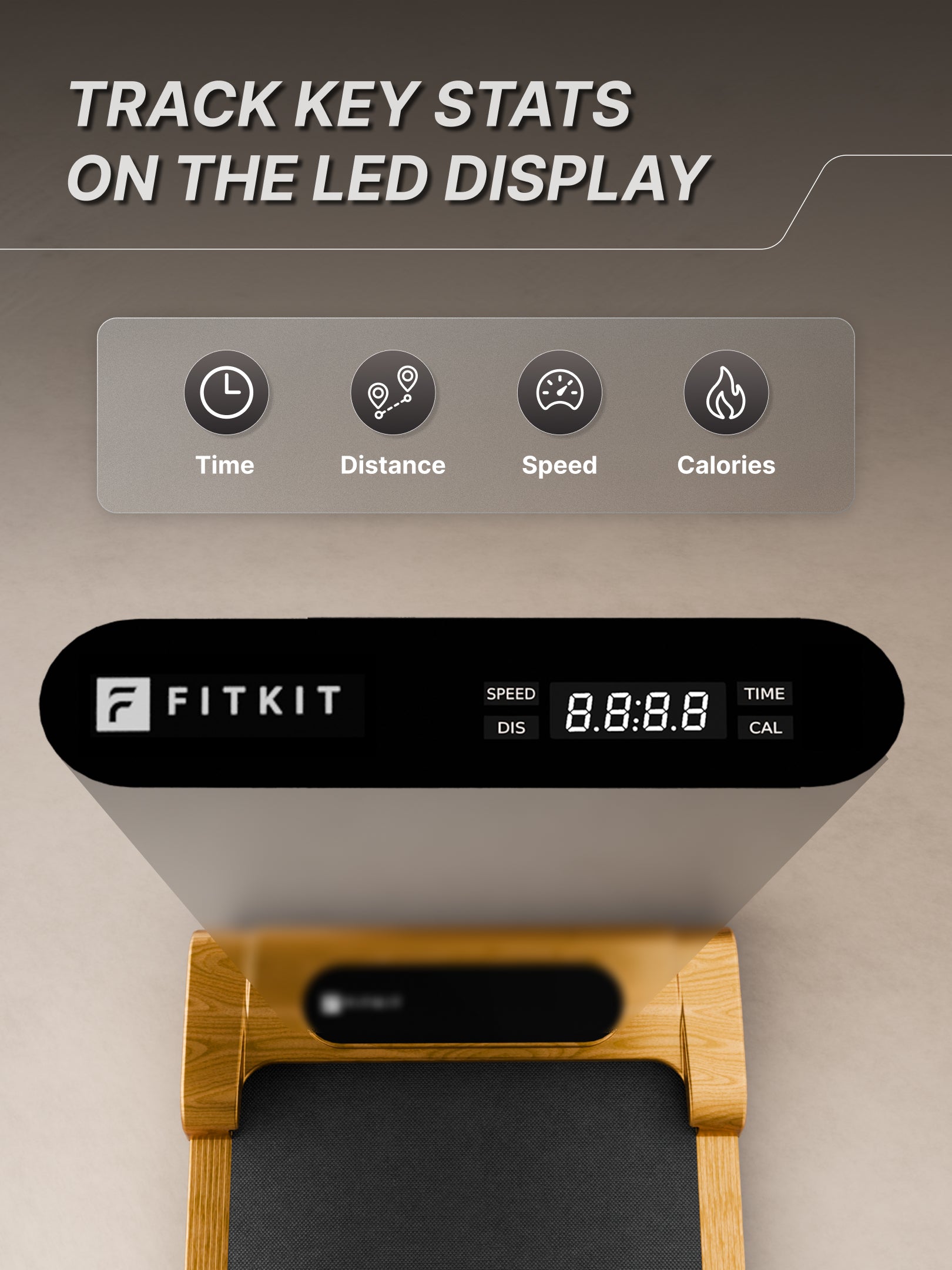Fitkit by Cult Walking Pad Neo Gold Oak (BLDC 3.5HP Peak Power) Compact & Under Desk DC Motor Treadmill | Max Weight: 120kg | Home use with Remote Control (with 6 Months Extended Warranty)