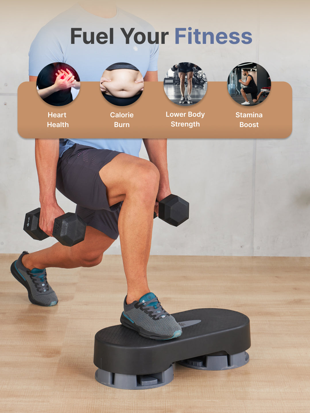 Stepper with Height Adjustment, Anti-Skid Rubber Pads & Slip-Resistant Platform