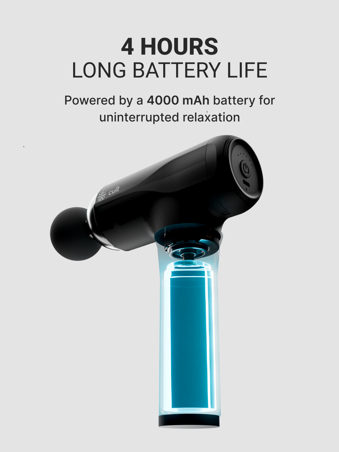 Cult Volt Neo Gun massager Silicone Head, 4000mAh Battery, Pain Relief, Deep Tissue Full Body Gun Massager