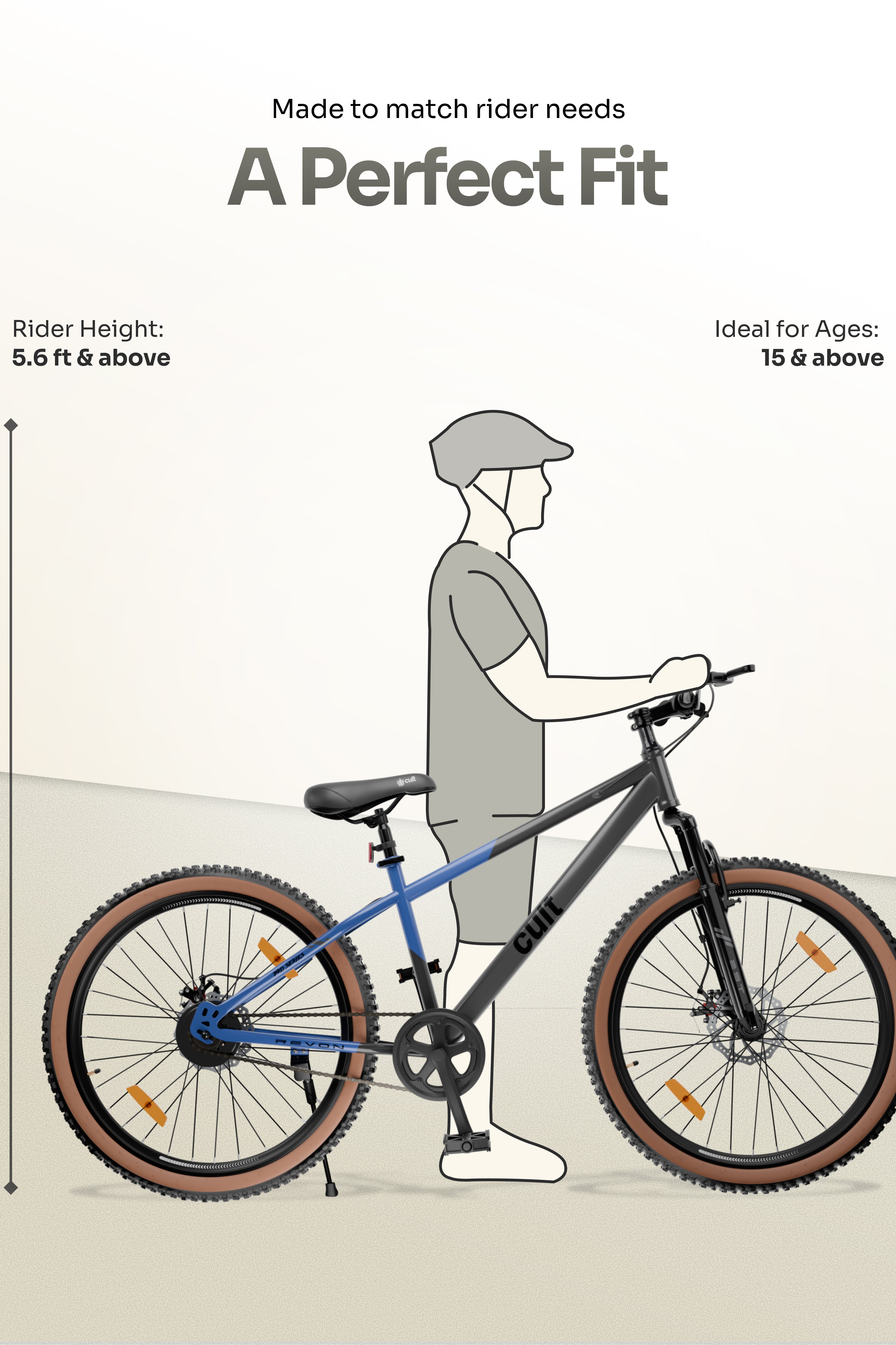 Cult Revon 29T Steel Mountain Bike with Dual Disc Brake and Front Suspension, Blue-Grey