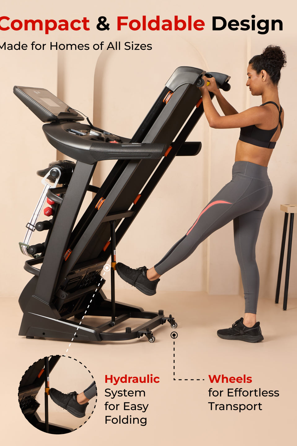 Cultrun M6 Nova 6 HP Peak Treadmill | 15-level Auto-Incline & Massager | Max Weight-140kg | Max Speed-18kmph (with 6 Months Extended Warranty)