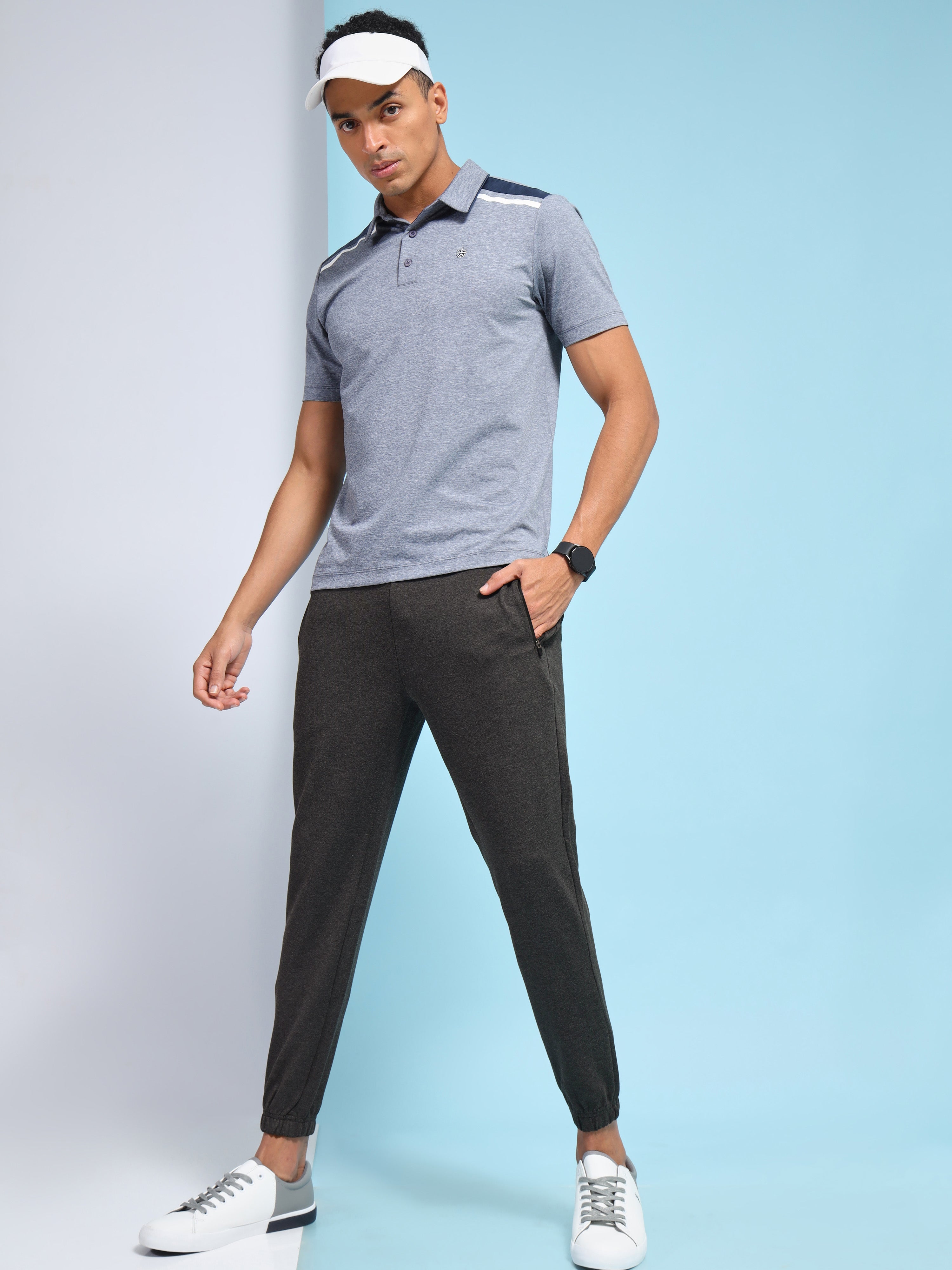 Textured 4 Way Stretch Joggers with Zip Pockets