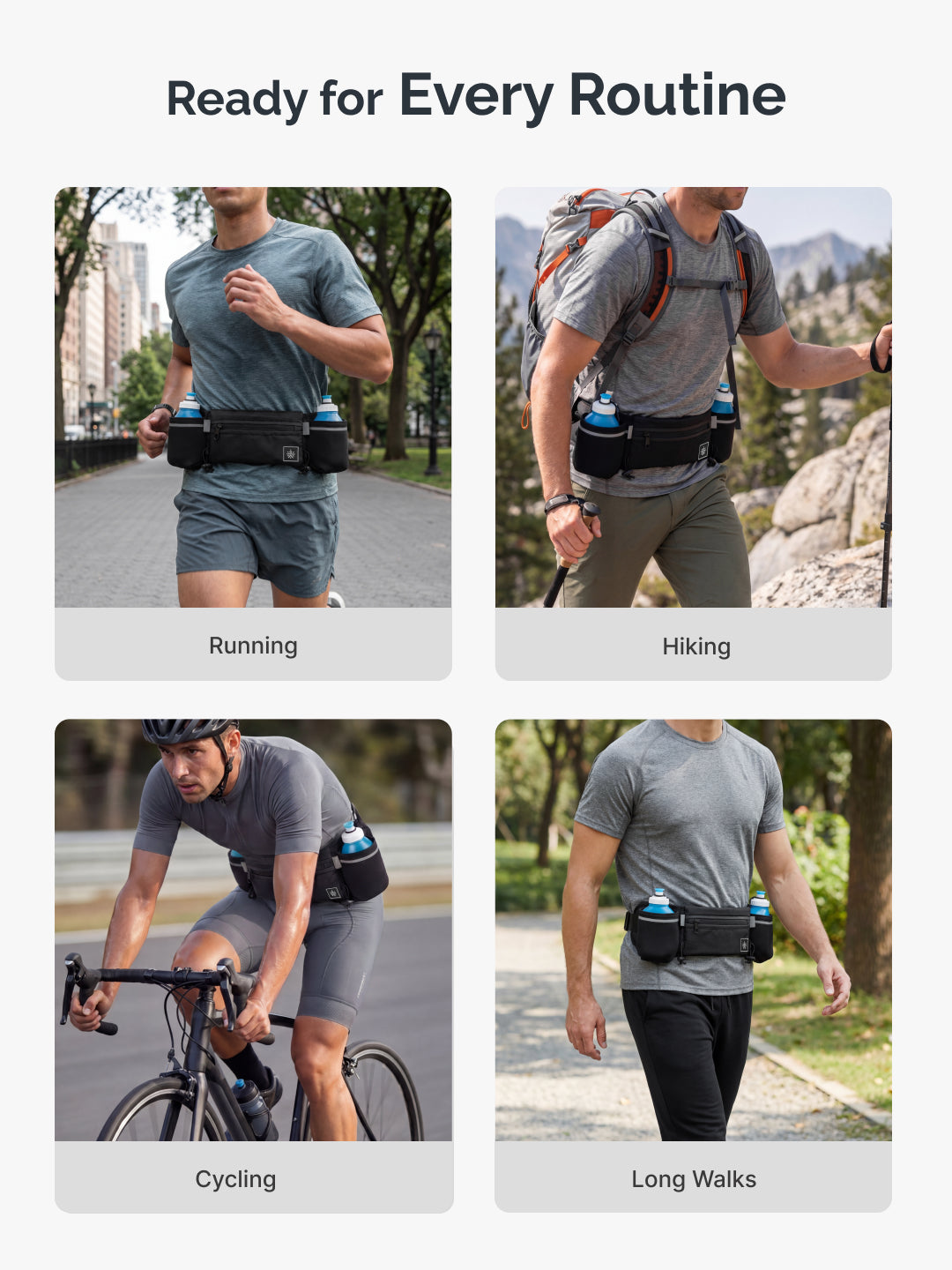 Cult Running Hydration Waist Bag with Dual 300 ml Water Bottle with Holders, Phone Pocket & Adjustable Belt