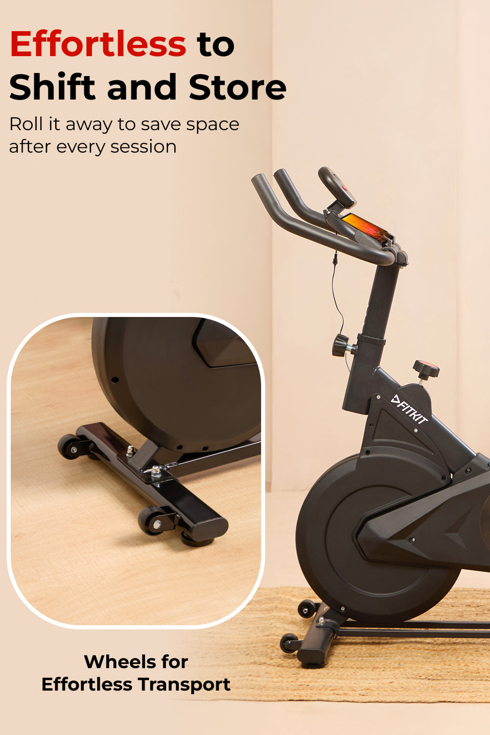 FK7002 Spinbike | 6kg Flywheel | Max Weight: 120Kg | Black (6 months warranty + 6 months extended warranty)