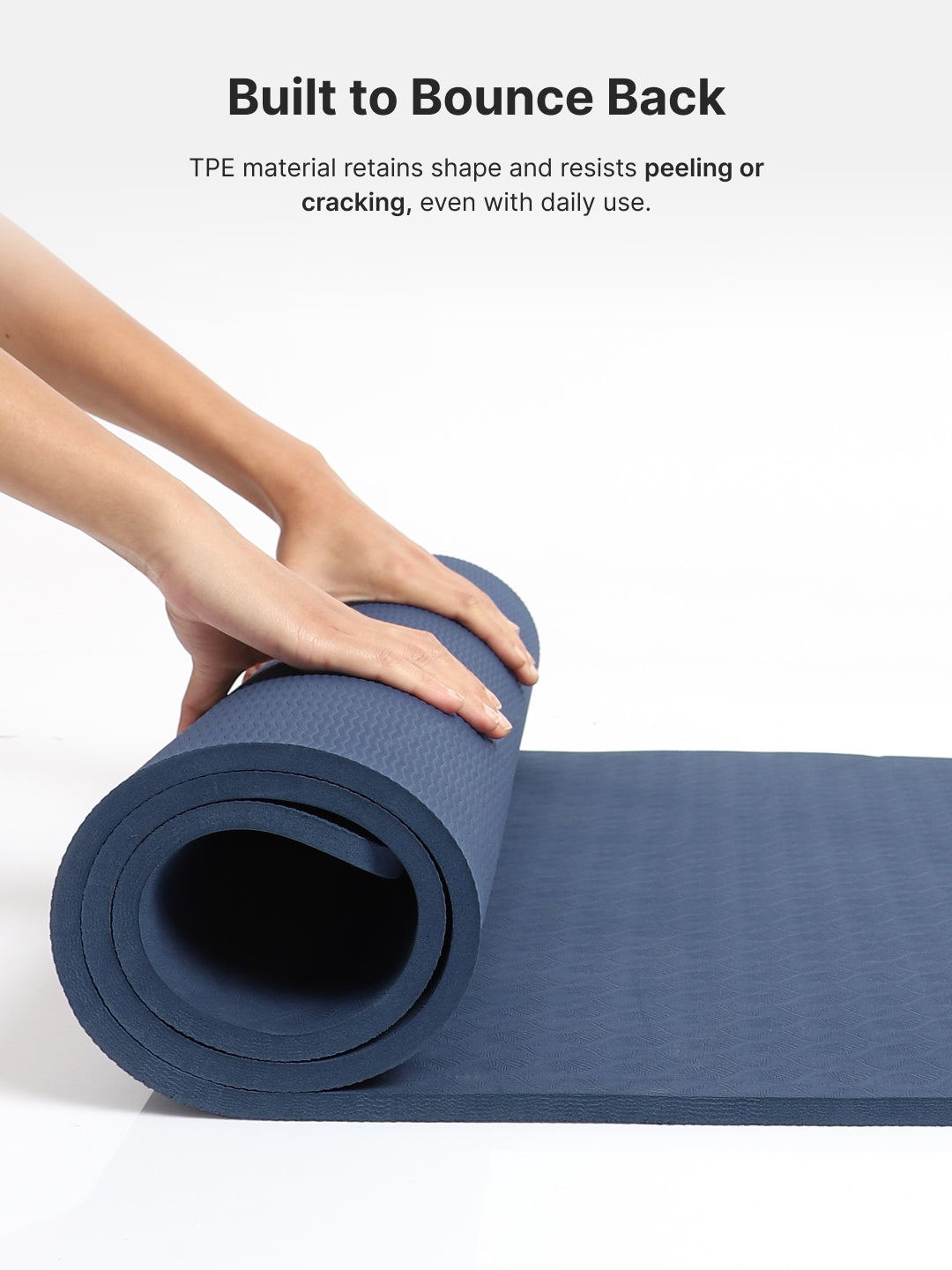 CULT TPE Yoga Mat 10mm Extra Thick with Carry Strap and Bag Non-Toxic, Latex-Free, Anti-Slip, Tear-Resistant & Lightweight Superior Cushioning for Joint Support, Meditation & Home Workouts- Navy