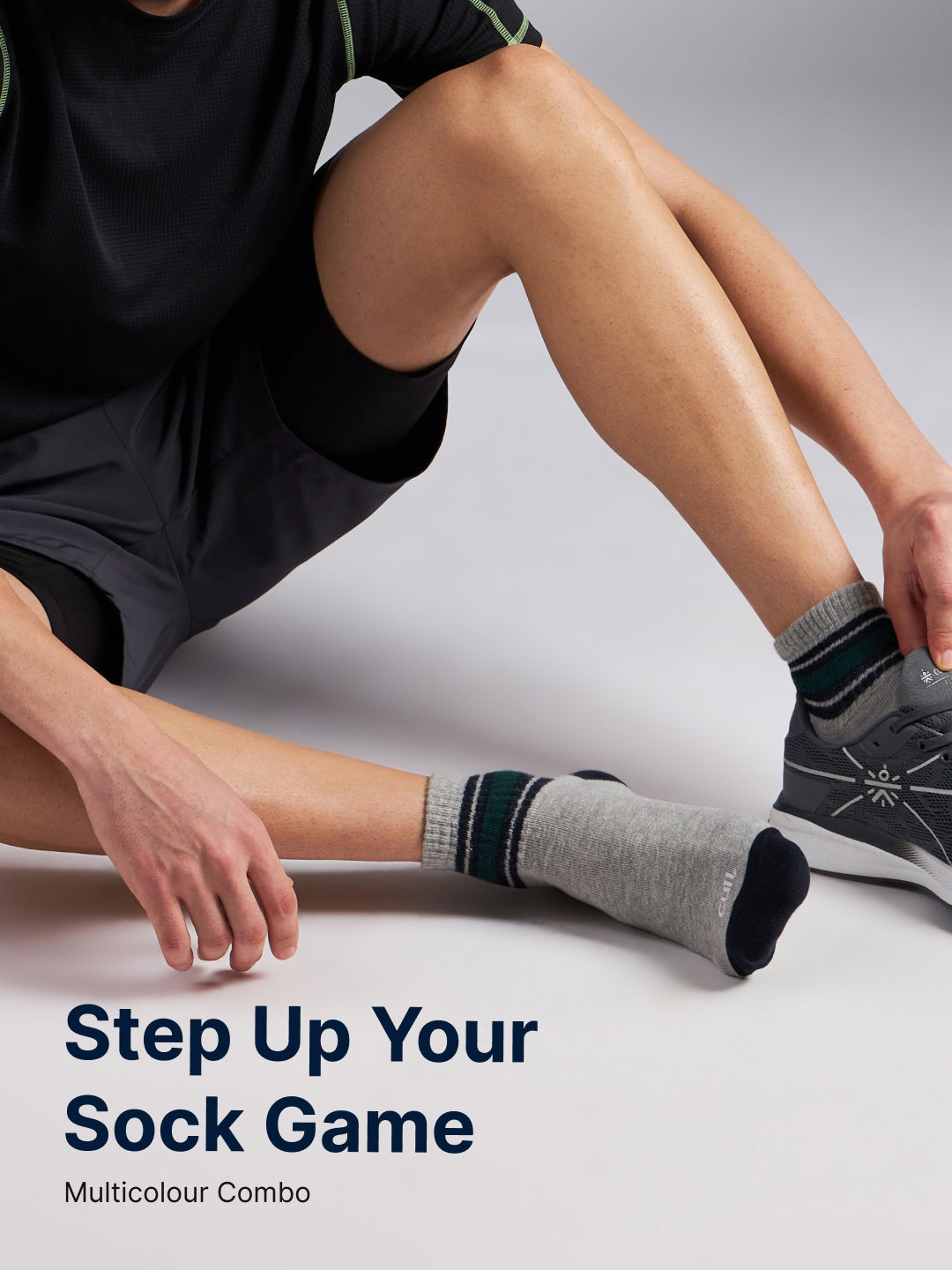 Sports Ankle Length Pack of 3 Grey Patterned Men's Cotton Socks