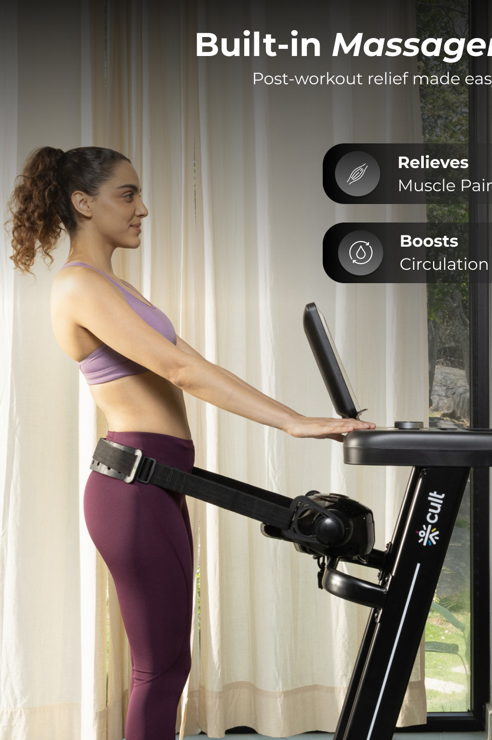 Cult SmartStrideActive BLDC Motor (5HP Peak) Treadmill with Massager | Max Weight: 130kg | 15 Level Auto Incline (with 6 Months extended warranty)