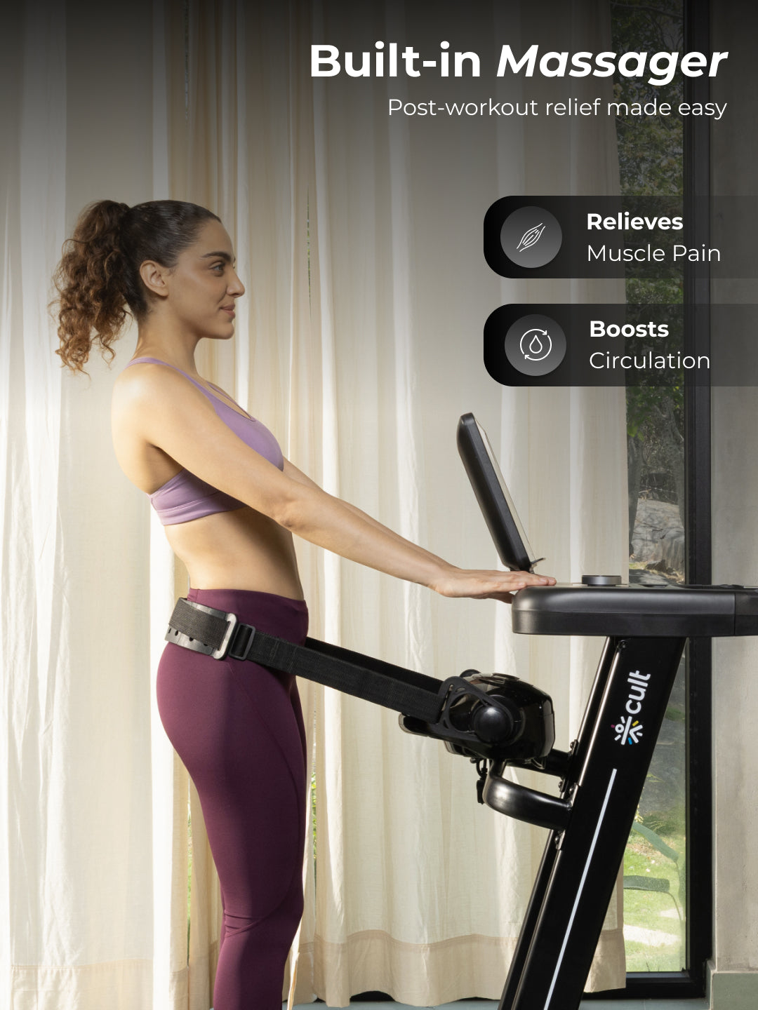 Cult SmartStrideActive BLDC Motor (5HP Peak) Treadmill with Massager | Max Weight: 130kg | 15 Level Auto Incline (with 6 Months extended warranty)