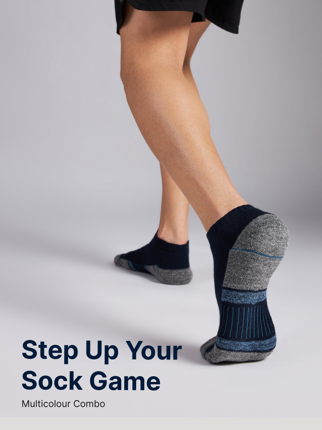 Sports Low Ankle Pack of 3 Black,White & Grey Men's Cotton Socks