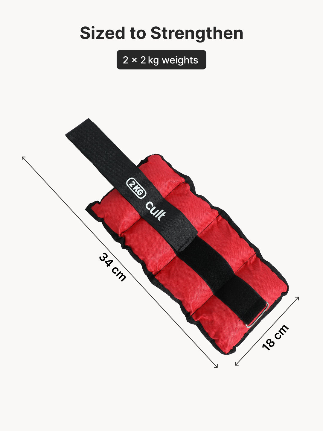 Ankle Weights 4 kg (2 kg Each Strap) Red – Strength Training, Running, Yoga & Home Workouts