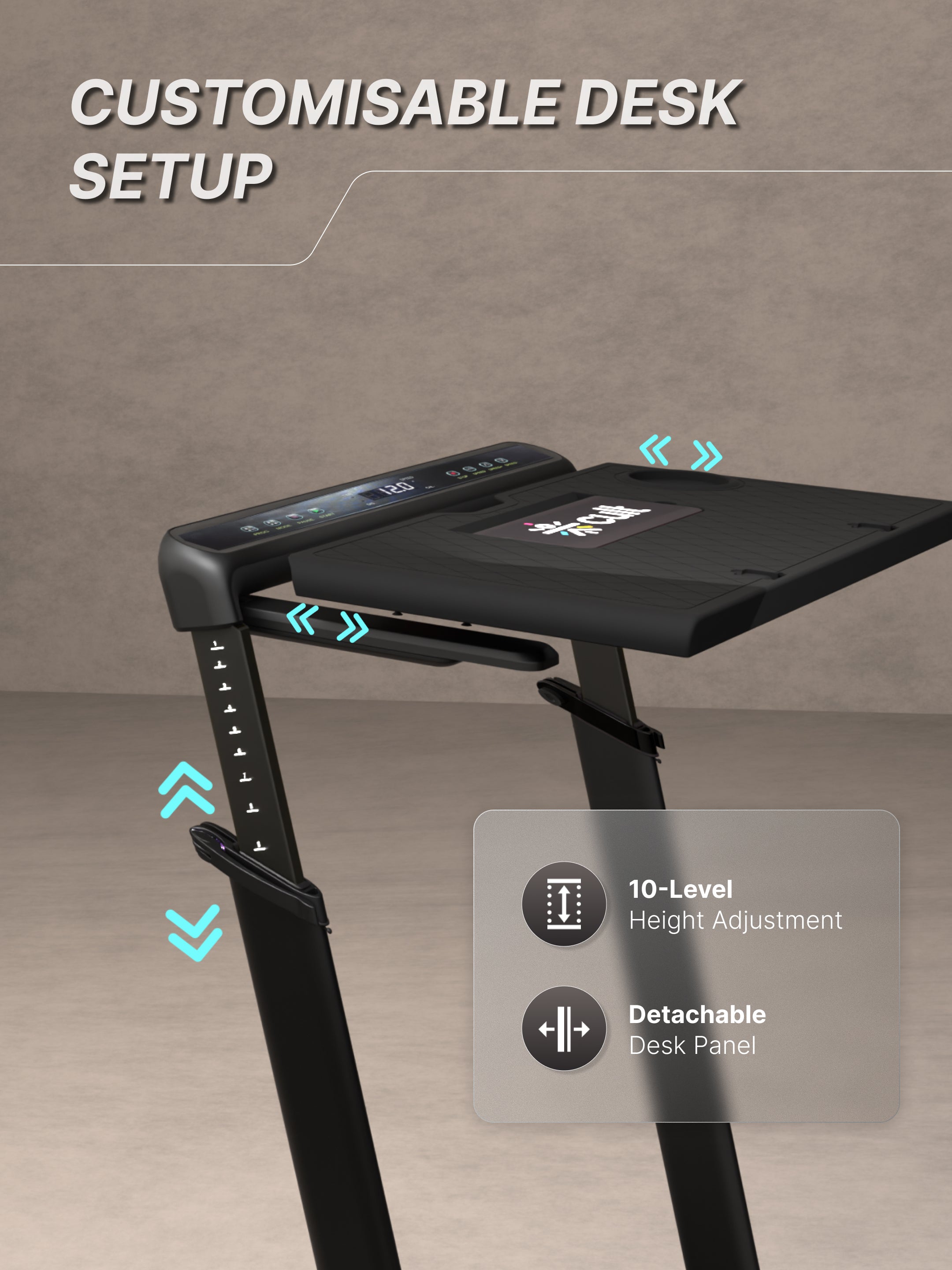 Cult Treadmill with Desk 5.5 HP Peak Motorized 3 in 1 Foldable Treadmill for Home Workout | Max User 120kg, Speed up to 12 km/hr with Adjustable & Detachable Desk with Tablet Holder