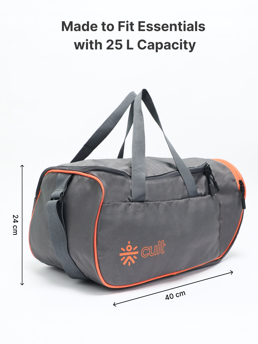 Foldable Duffle Bag 25L with Adjustable Strap Grey