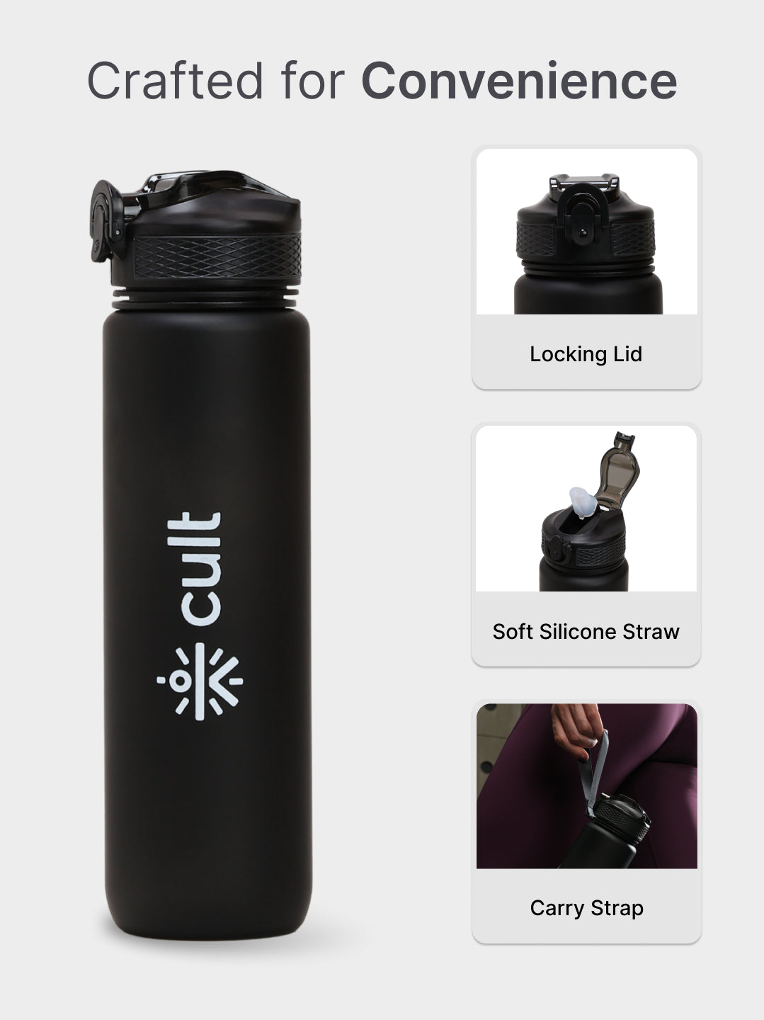 Motivational Bottle Set of 1L and 2L Black