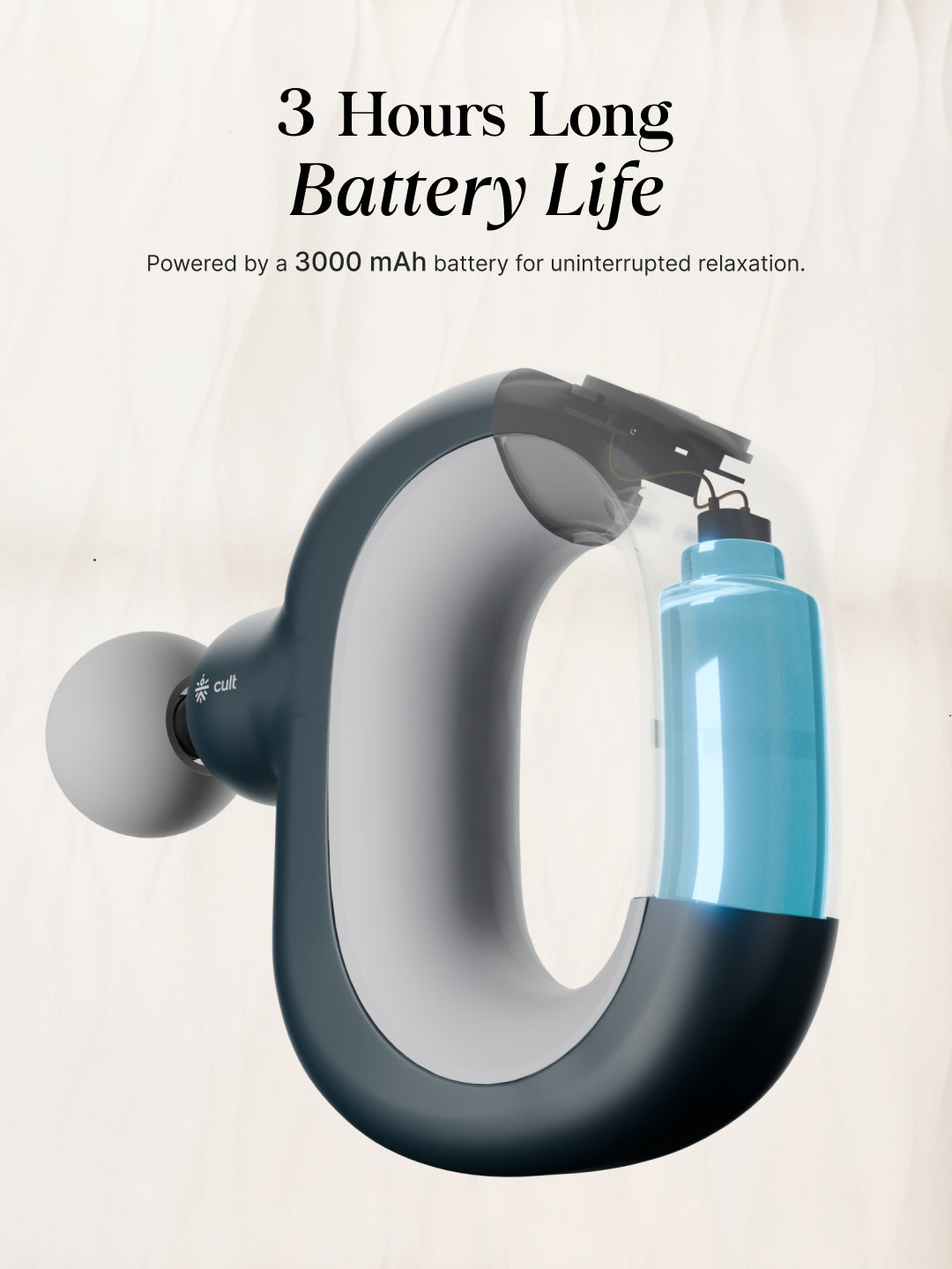 Cult Halo Premium Full Body Gun Massager with Multi-Grip Handle, 5 Massage Heads & 6 Adjustable Speeds, 3 hour battery, Blue