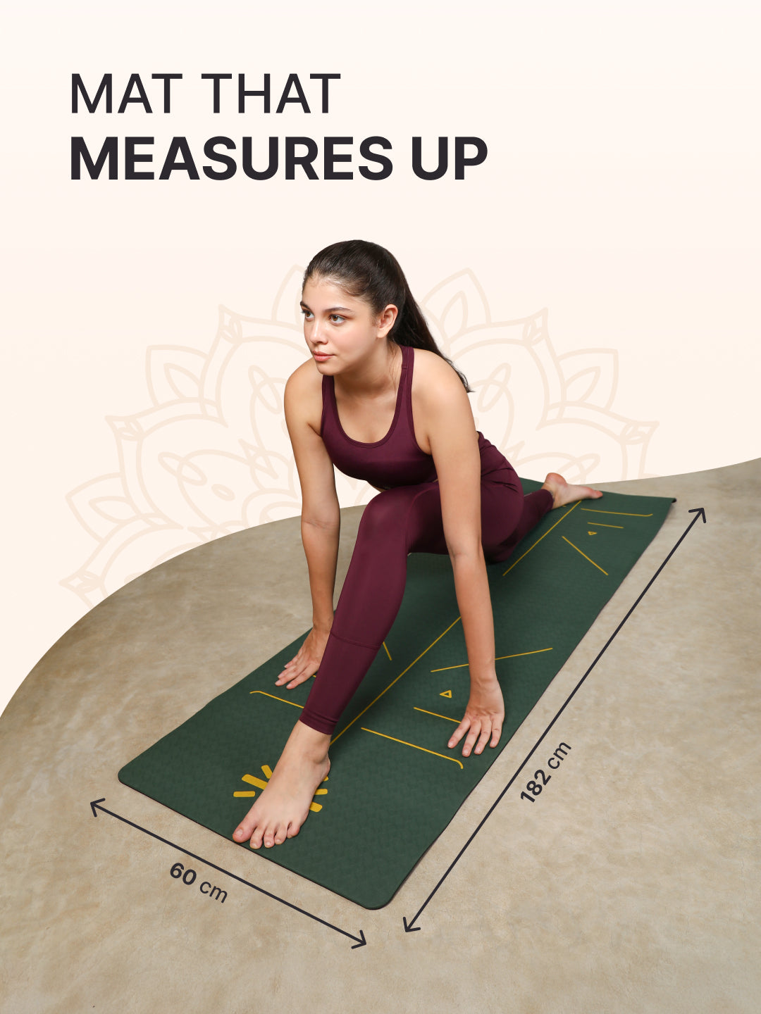 CULT Premium TPE Yoga Mat with Alignment Marks 6mm Thick Non-Slip Exercise & Pilates Mat for Men & Women, Eco-Friendly, Sweat-Resistant with Carry Strap Green