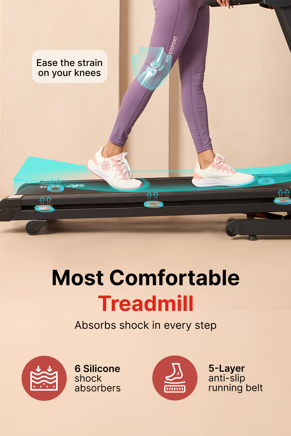 Cultrun S4 4HP Peak Treadmill | 15-level Auto-Incline | Max Weight-120kg | Max Speed-14.8kmph (with 6 months extended warranty)