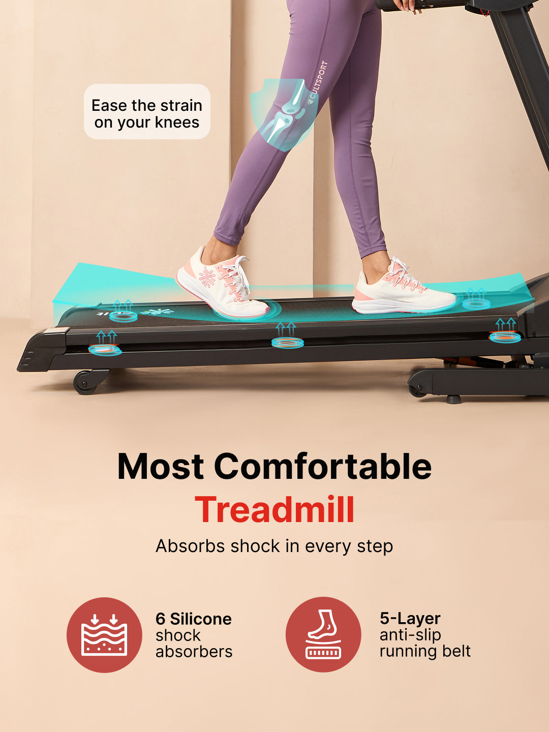 Cultrun S4 4HP Peak Treadmill | 15-level Auto-Incline | Max Weight-120kg | Max Speed-14.8kmph (with 6 months extended warranty)