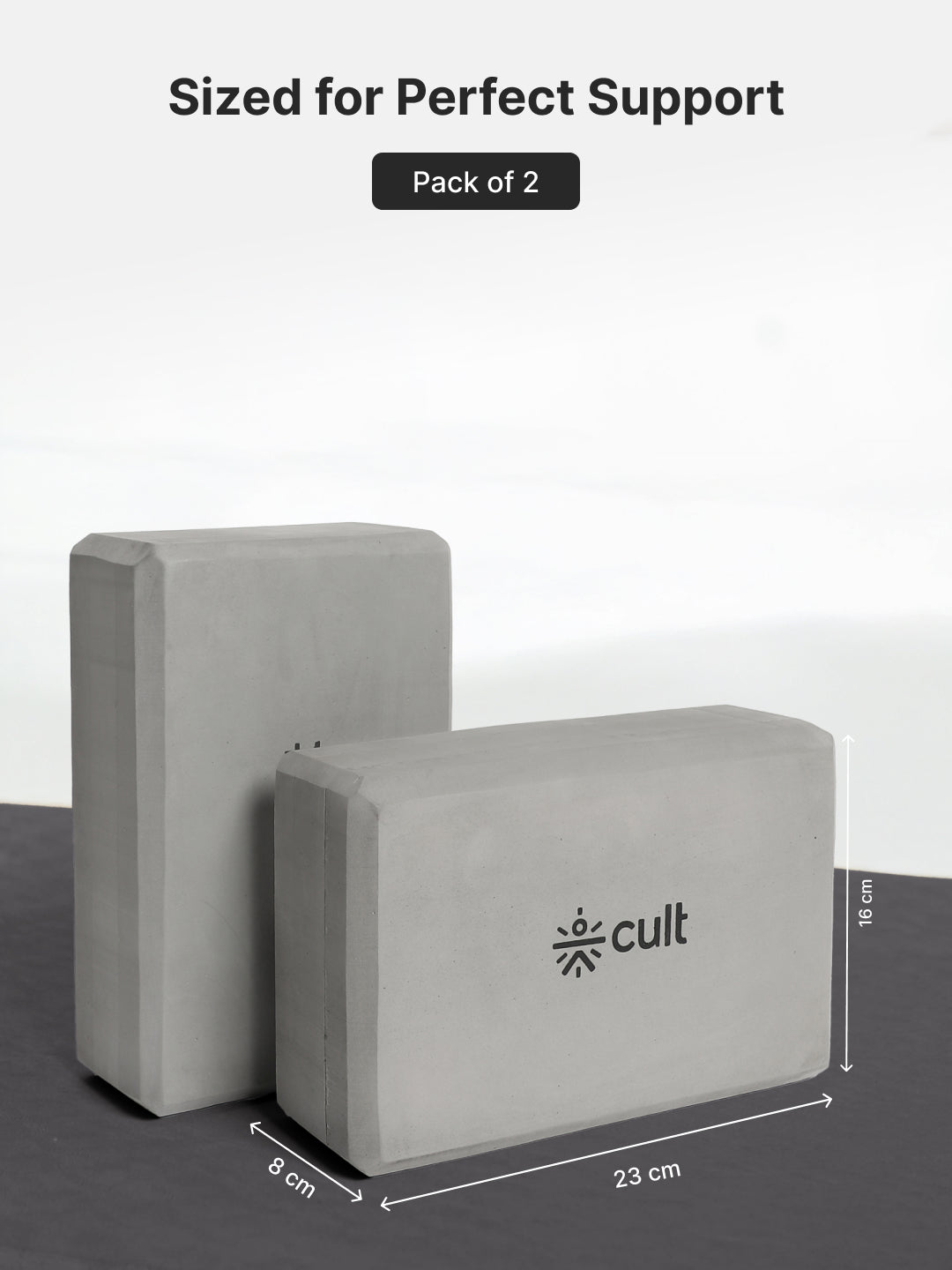 cult Mindful Movement Yoga Kit - Yoga Wheel Grey,Yoga Block Grey Pair of 2 & Yoga Knee Pad Grey