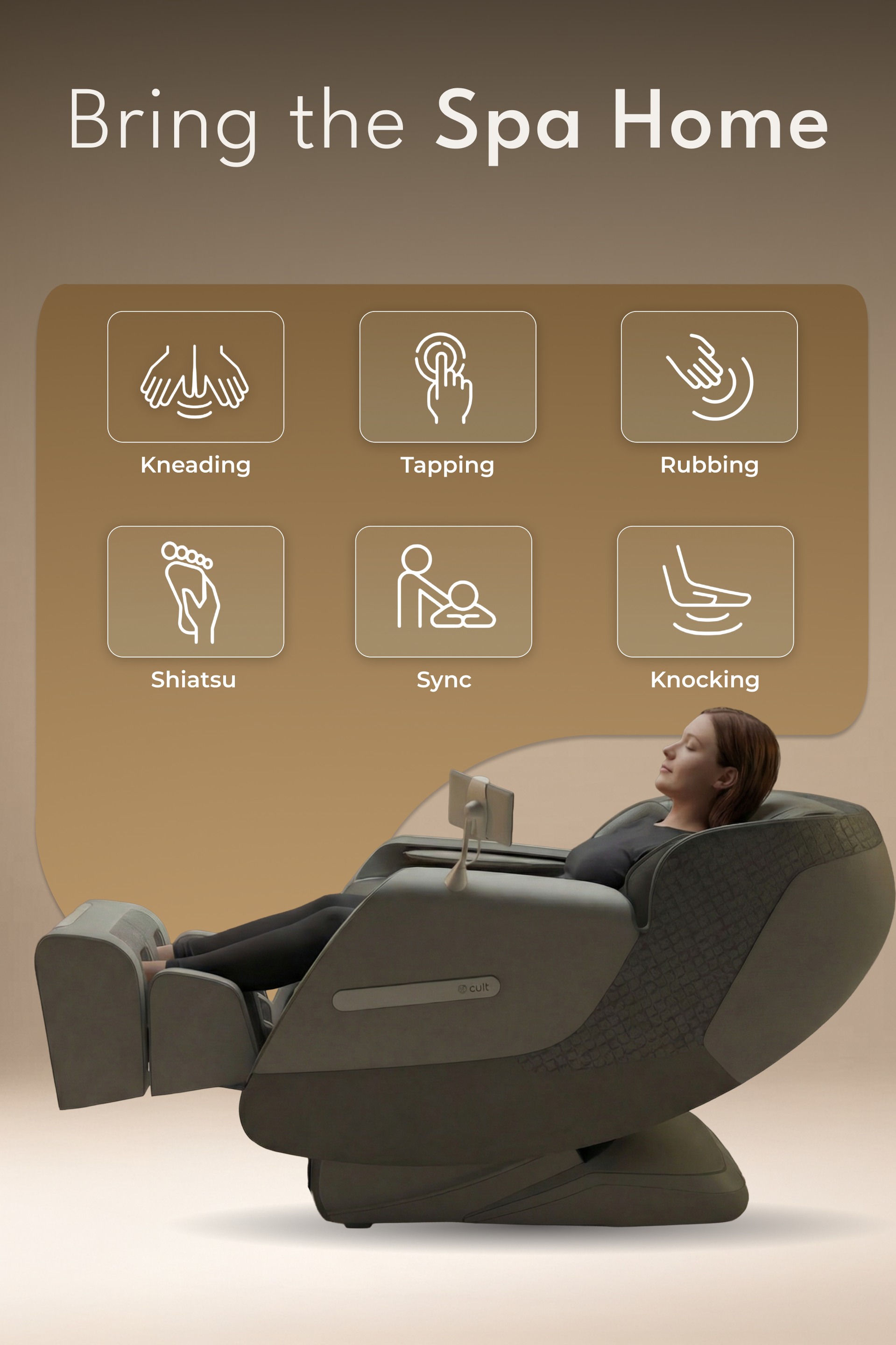 Cult LUXE Massage Chair | Zero Gravity with AI Voice & Bluetooth | 3D Experience | Smart Dial & 18 Preset Programs | Smart Touch Screen