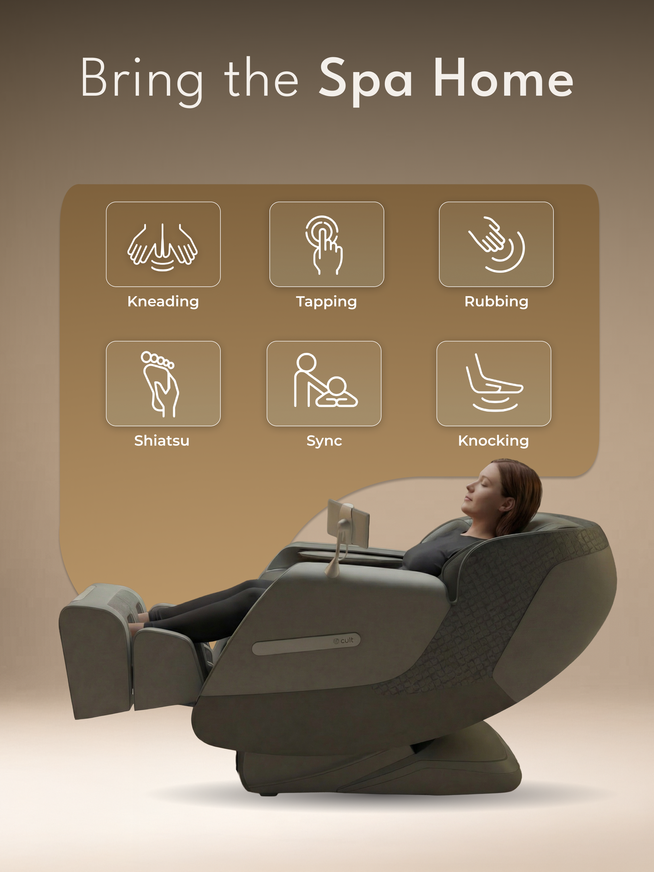Cult LUXE Massage Chair | Zero Gravity with AI Voice & Bluetooth | 3D Experience | Smart Dial & 18 Preset Programs | Smart Touch Screen