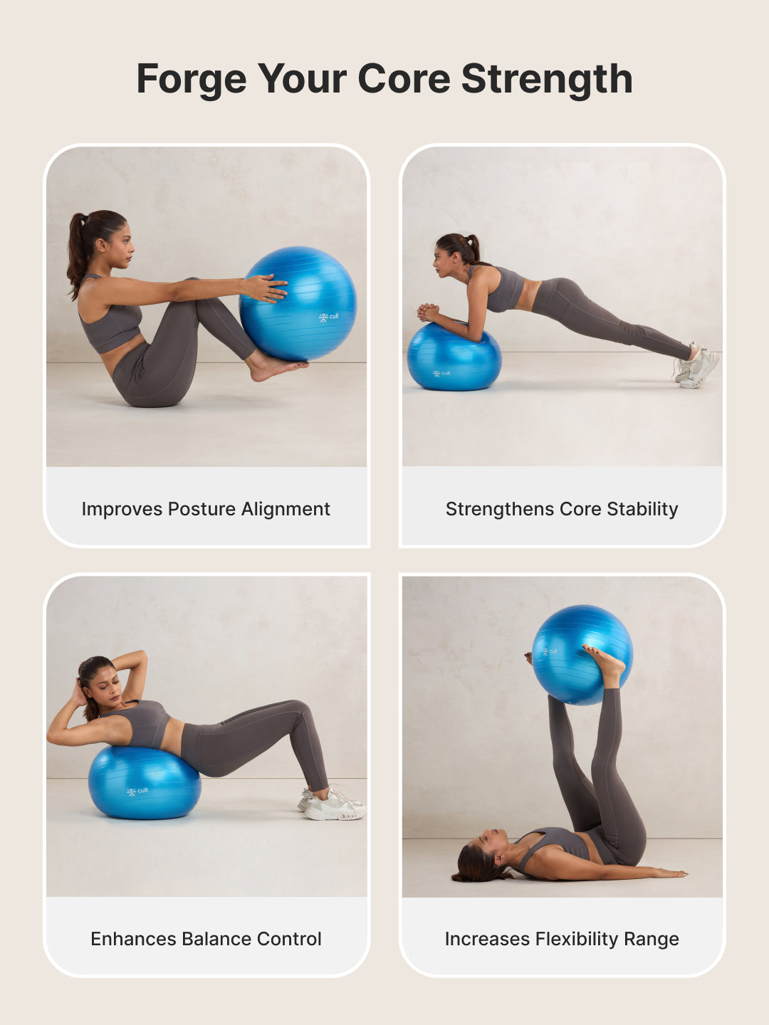 Anti-Burst Versatile Gym Ball with Pump Blue
