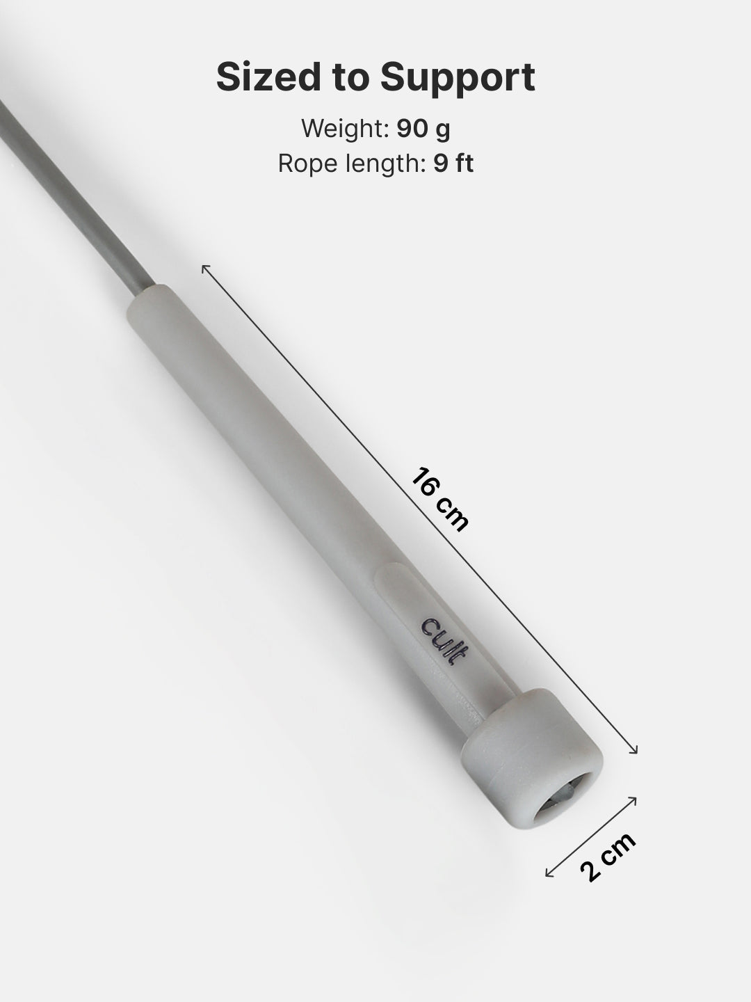 Pencil Skipping Rope for Workout & Training – Adjustable, Durable – Grey