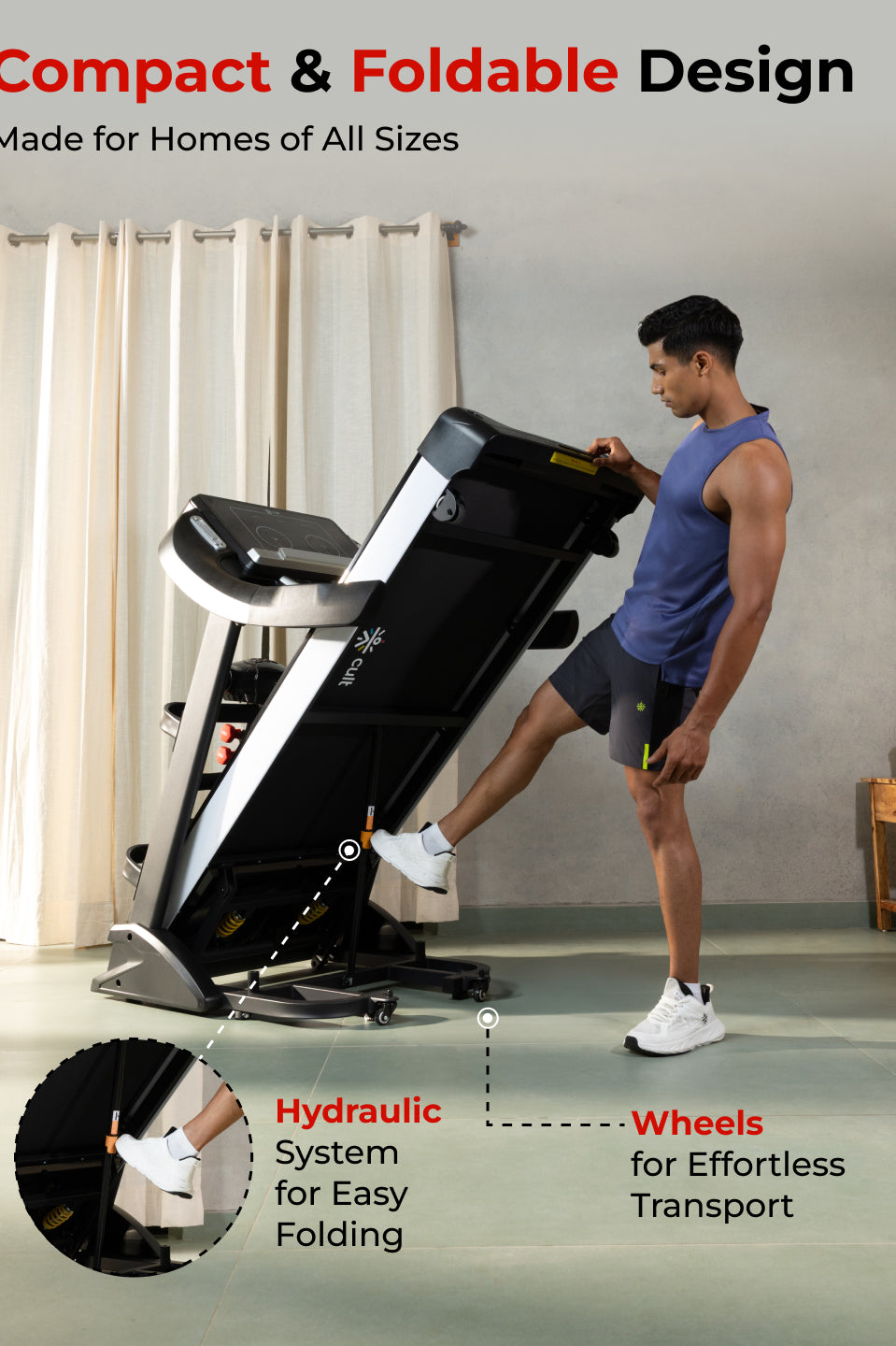 Smartrun Davie 7 HP Peak Treadmill | 15-level Auto-Incline & Massager | Max Weight-150kg | Max Speed-20kmph (with 6 Months Extended Warranty)