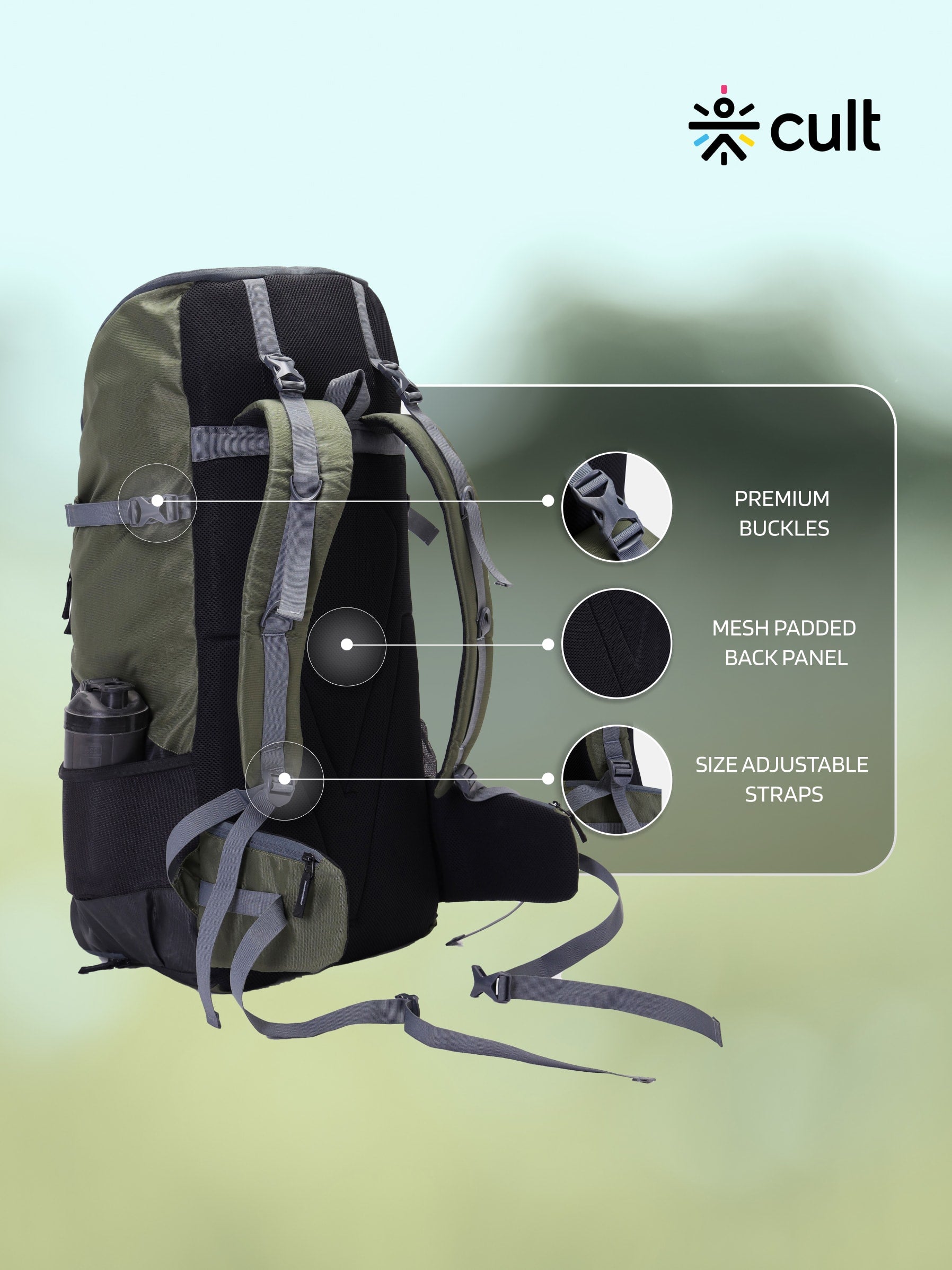 Travel Rucksack 65 L Green