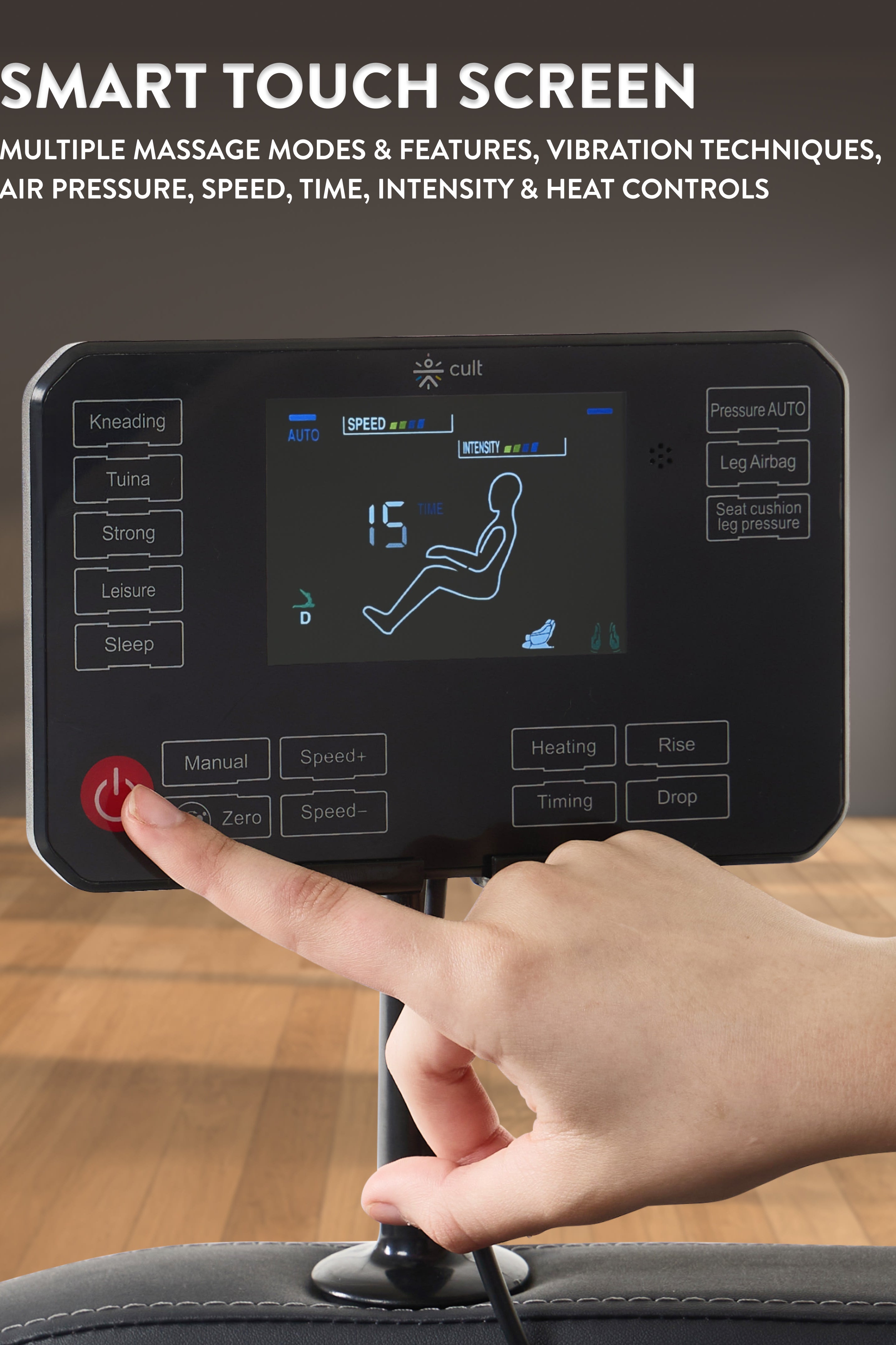cult BlissGrey Massage Chair with Fixed Point Massage Technique and Bluetooth AI Voice Function for Full Body Massage At Home