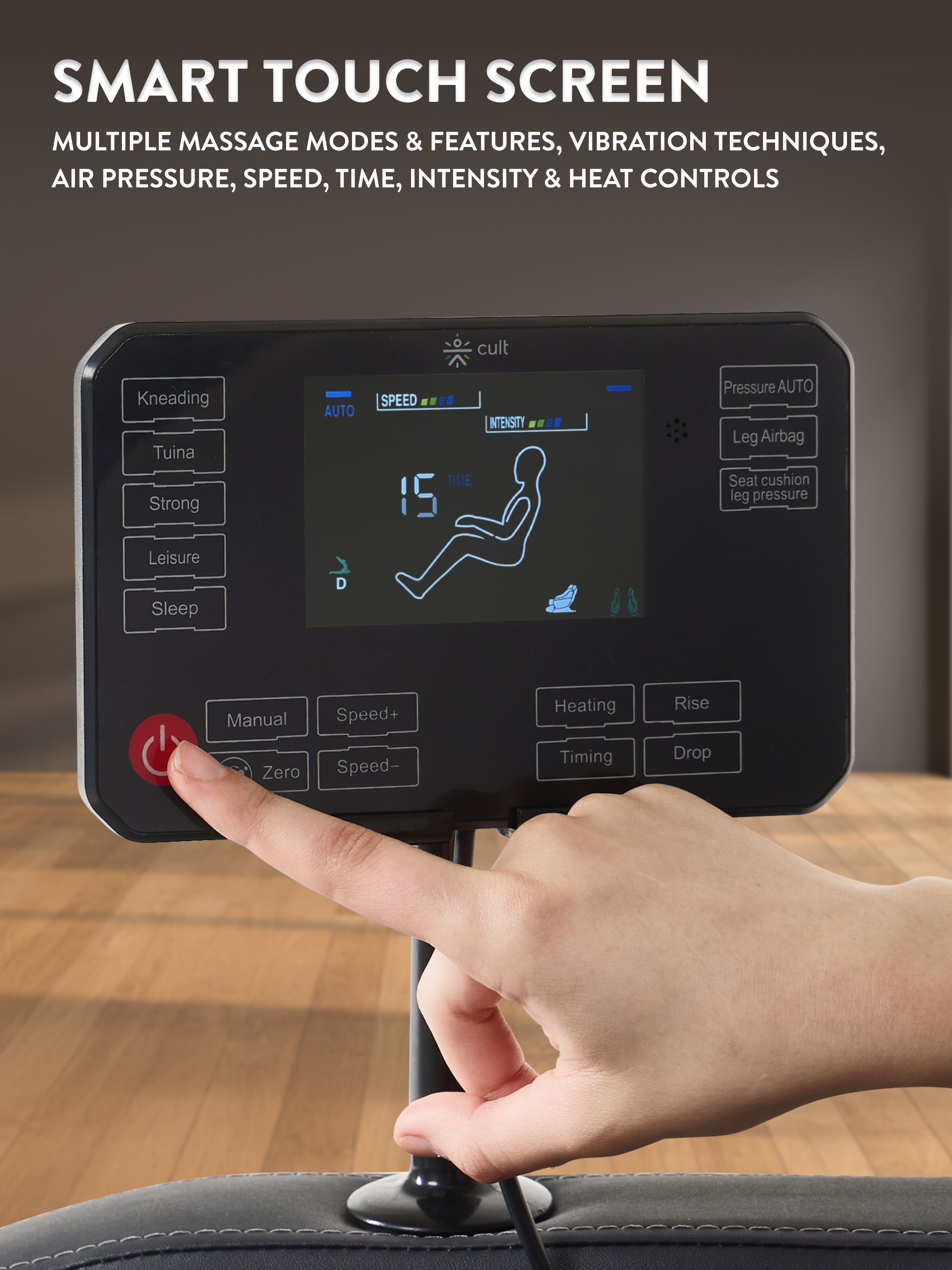 Cult BlissGrey Massage Chair with Fixed Point Massage Technique and Bluetooth AI Voice Function for Full Body Massage At Home