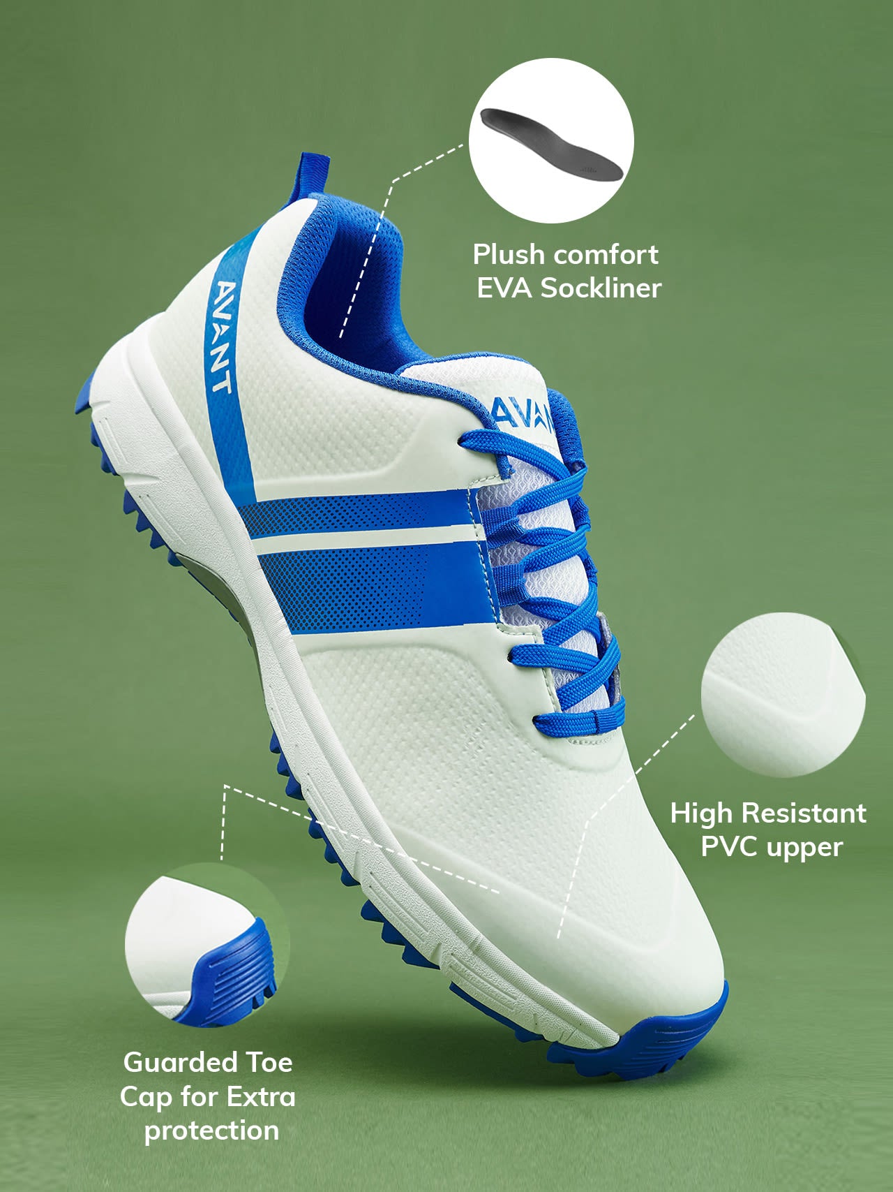 Avant Men's PaceMax Cricket Shoes-White/Blue