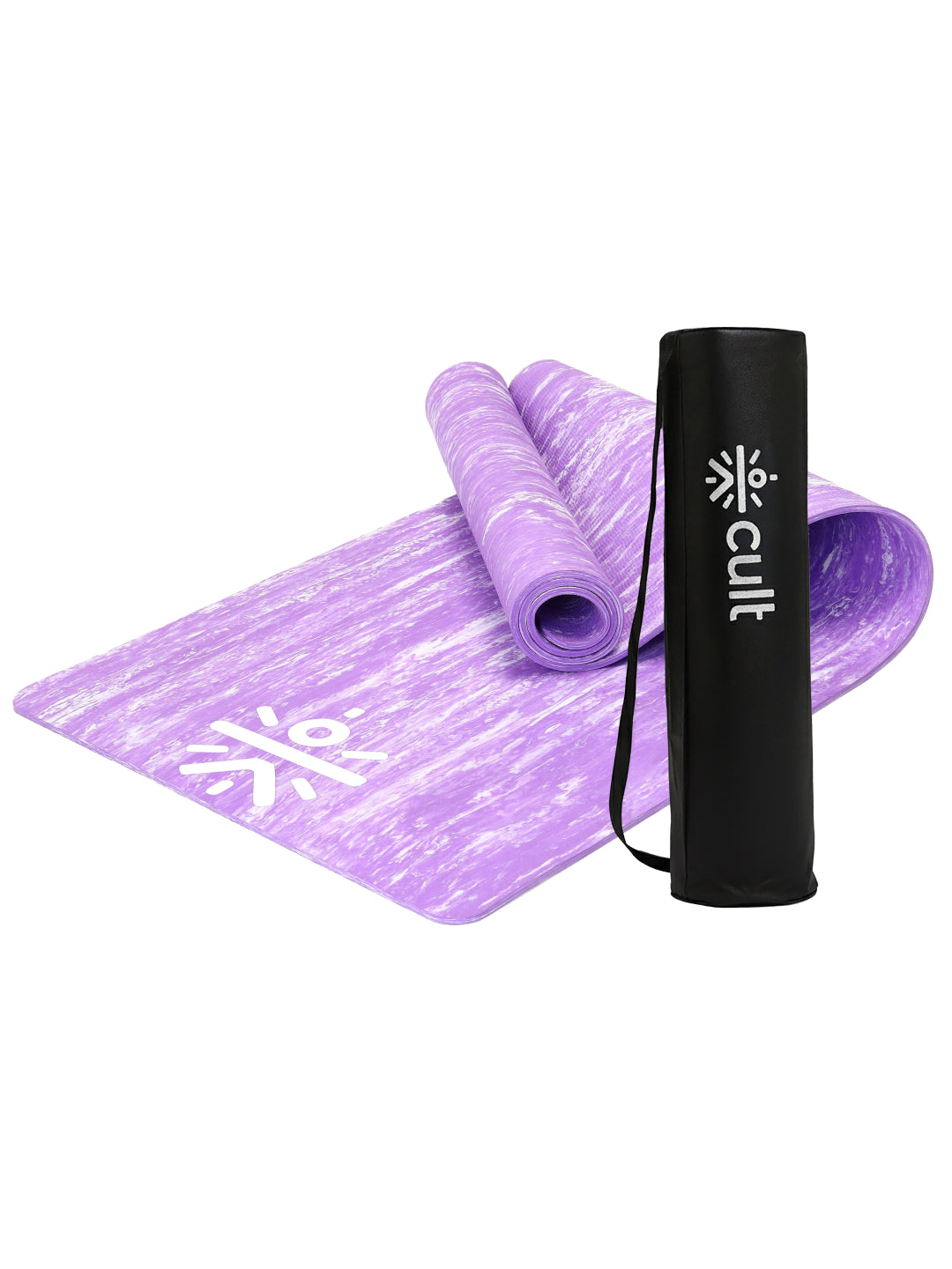 CULT TPE Yoga Mat 6mm with Carry Bag & Strap Eco-Friendly, Non-Slip, Lightweight & Durable Exercise Mat for Yoga, Pilates, Meditation & Home Workouts Lavender Marble Print
