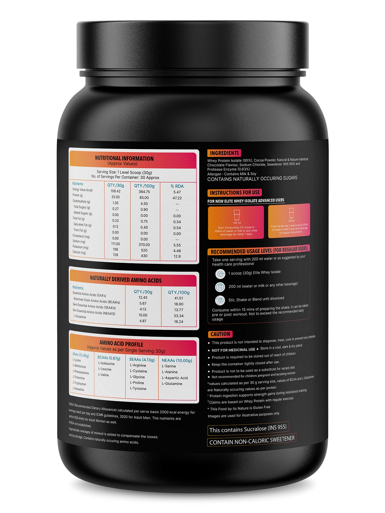 Elite Whey Isolate Advanced Whey Protein - 908g | Protein Powder for Men & Women for Muscle Building & Recovery | 25g Protein Per Serving | 5g BCAA | 4.2g L - glutamine | Sugar free | Dutch Dark Chocolate