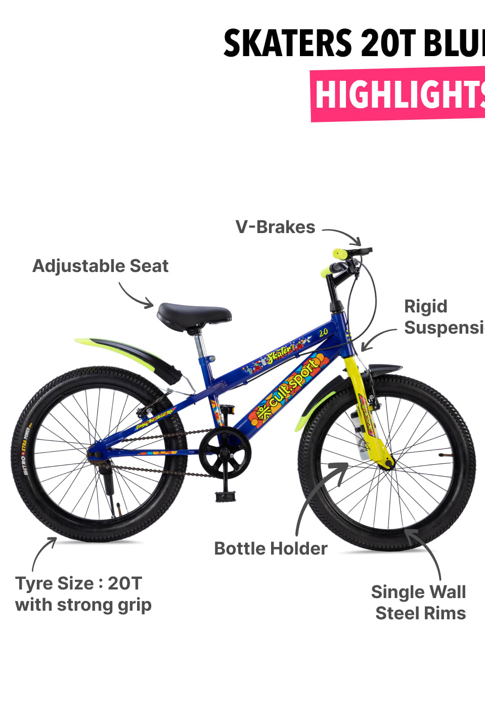 Skater 20T Steel Frame Kids Bike Blue