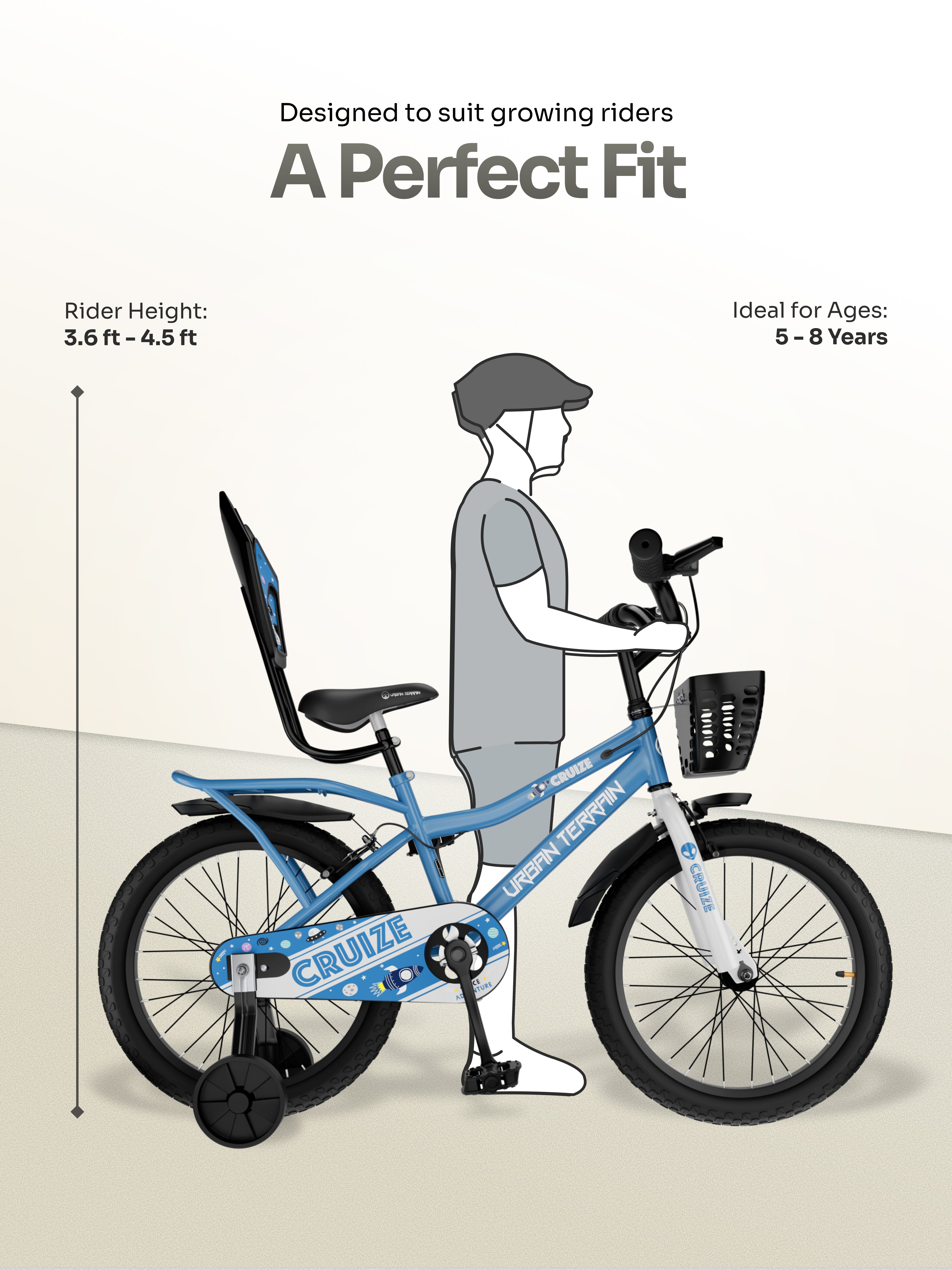 Urban Terrain Cruize 20T Single Speed Kids Cycle, Blue