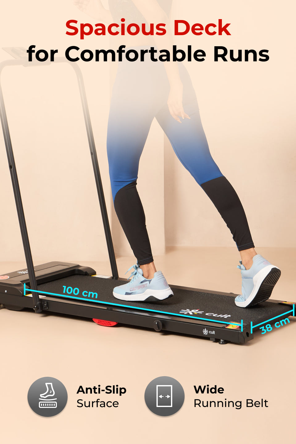 Cult Walking pad Pro 2HP Peak | Max Speed-10kmph | Max Weight-110kg | Walking Pad for Home Use (with 6 months extended warranty)