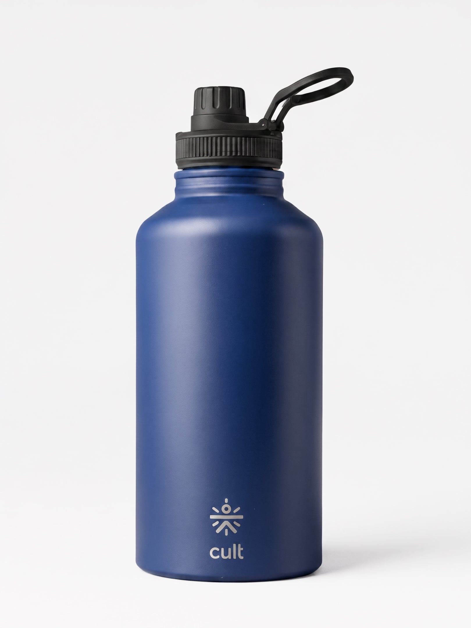 CULT 2 Litre Stainless Steel Water Bottle – 2000ml Leakproof Gym Hydration Jug with Sports Cap - Blue