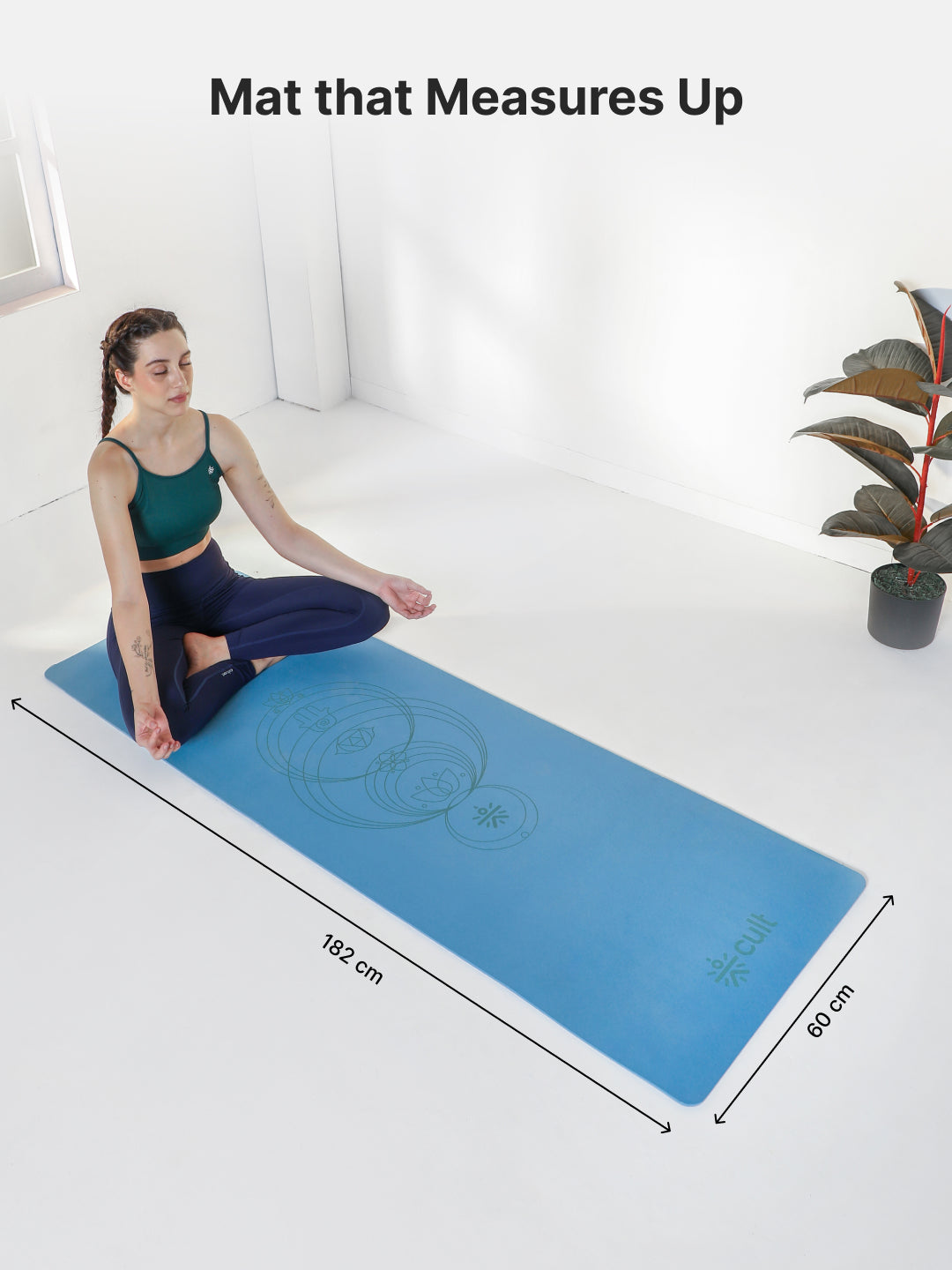 Cult TPE Yoga Mat, Non-Toxic Latex-Free, Anti-Slip, Extra-Thick Cushioning, Tear-Resistant, Travel Strap 6mm (Reef Blue)