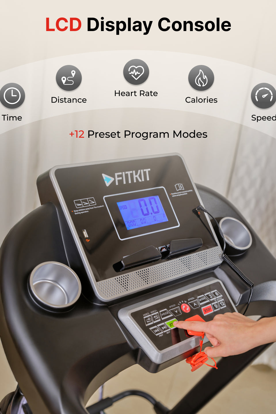 FT100M Treadmill 3.25HP | Massager | 3-level Manual-Incline | Max Weight-110kg | Max Speed-14.8kmph (with 6 months extended warranty)