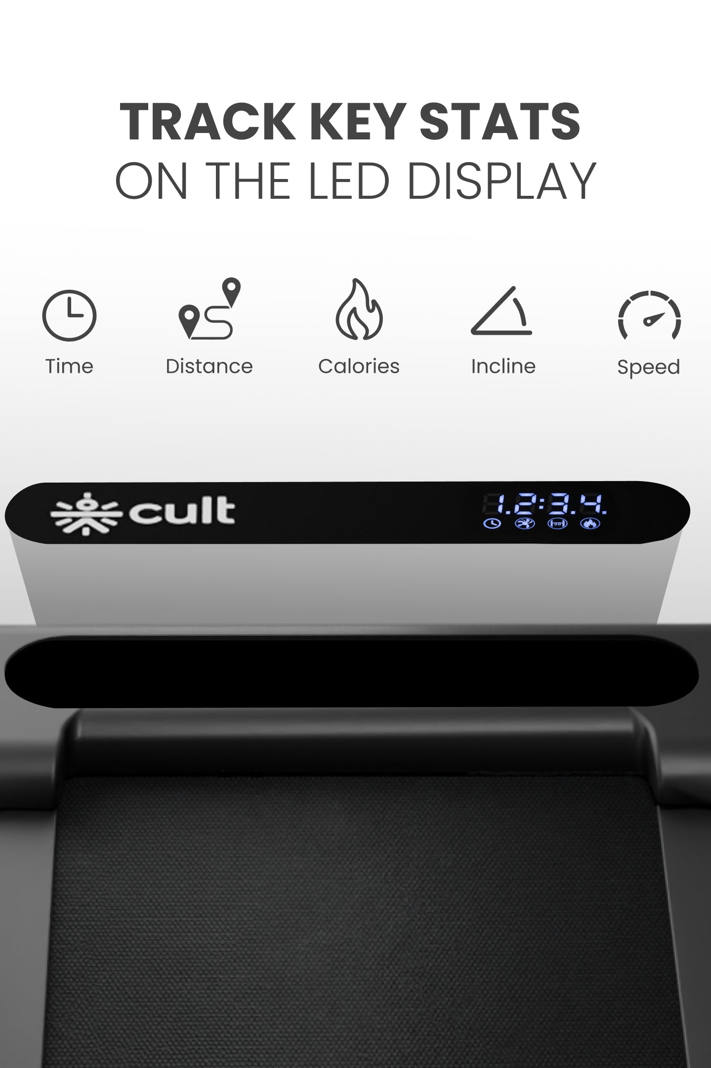 Cult Elevate Walking Pad with 5 HP BLDC Motor, 12 km/hr Speed, Auto Incline up to 15 Levels, 130 kg User Weight Capacity, LED Display, Tablet Holder & Wheels