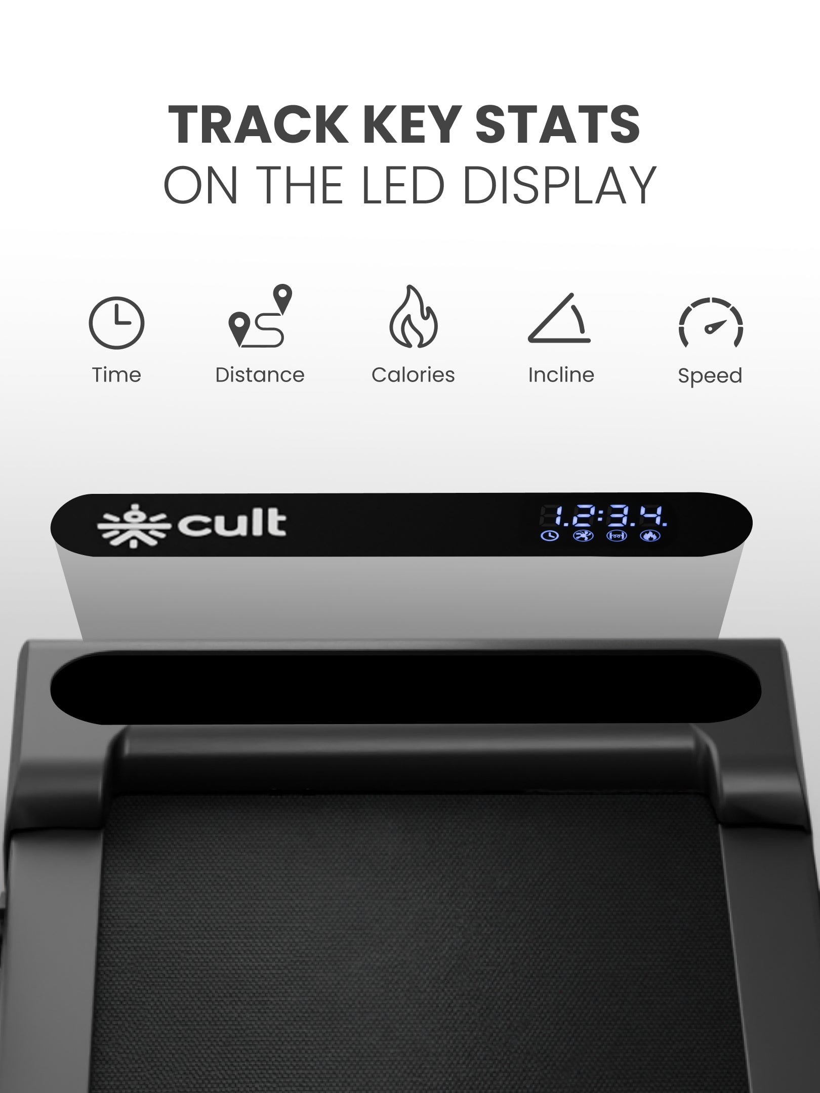 Cult Elevate Walking Pad with 5 HP BLDC Motor, 12 km/hr Speed, Auto Incline up to 15 Levels, 130 kg User Weight Capacity, LED Display, Tablet Holder & Wheels
