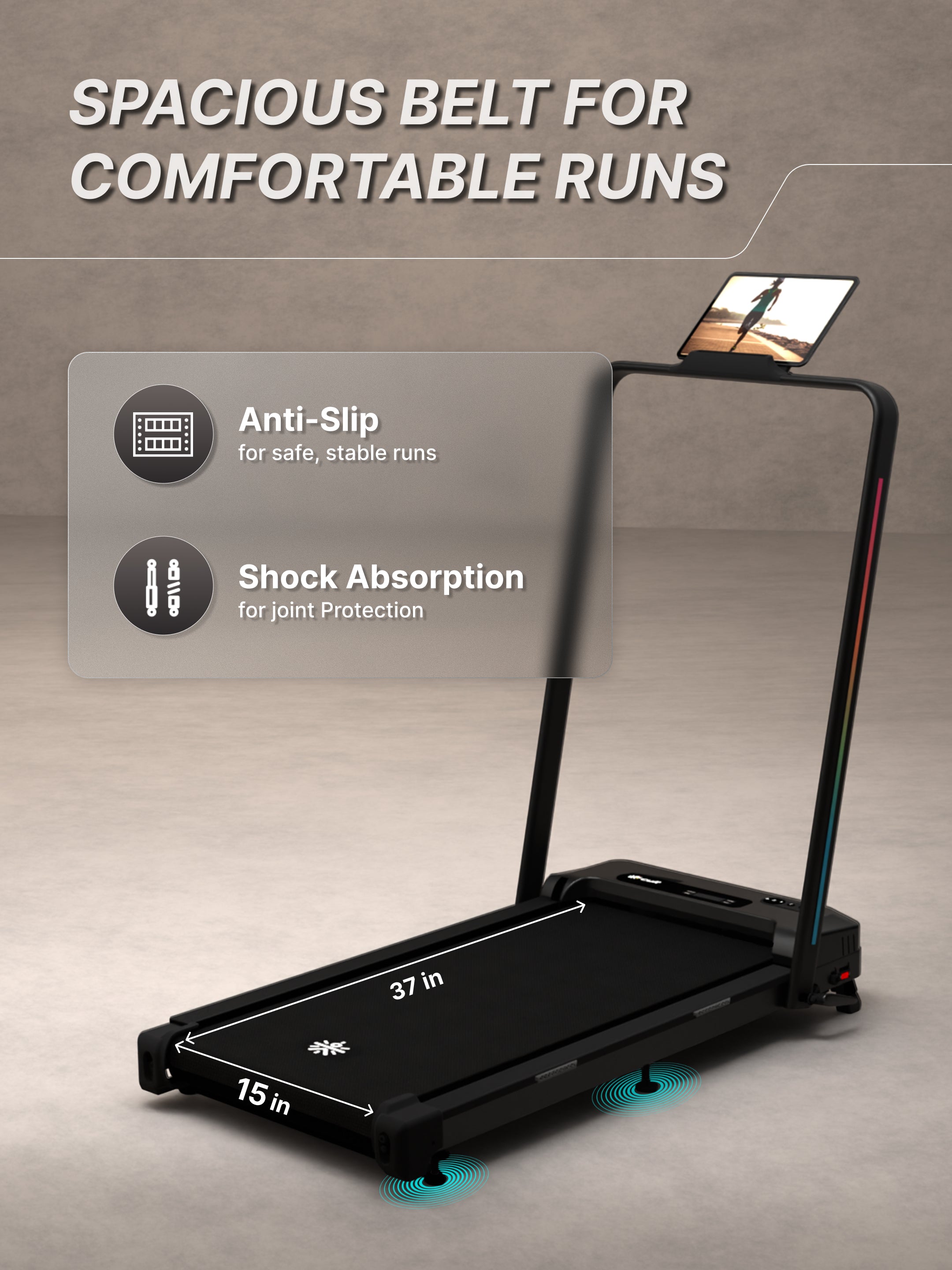 CultVibe 3-in-1 Walking Pad/Walk, Jog & Vibration | 4 HP BLDC Peak Motor | 150 Kg Max Load | 8 Vibration Modes | Remote Control & Tablet Holder | Treadmill for Home Use